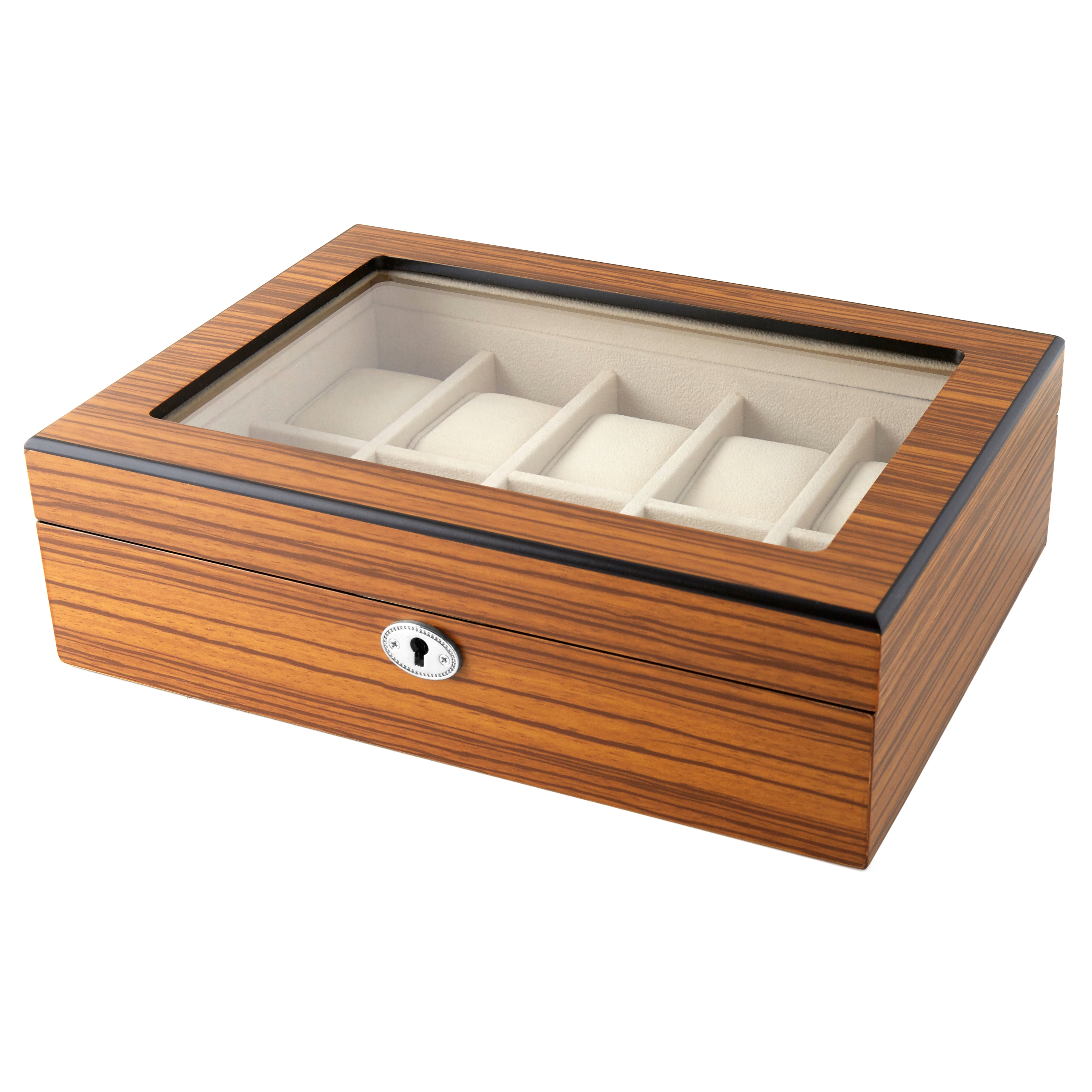 Låsbar Klocklåda i Zebraträ - 10 klockor - 1