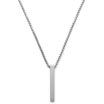 Matte Silver-Tone Stainless Steel Bar Pendant Necklace Matte Silver-Tone Stainless Steel Bar Pendant Necklace