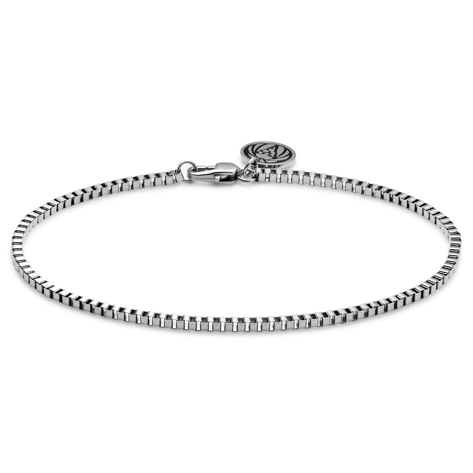 Essentials | 2 mm Zilverkleurige Armband met Vierkante Venetiaanse Schakels Essentials | 2 mm Zilverkleurige Armband met Vierkante Venetiaanse Schakels