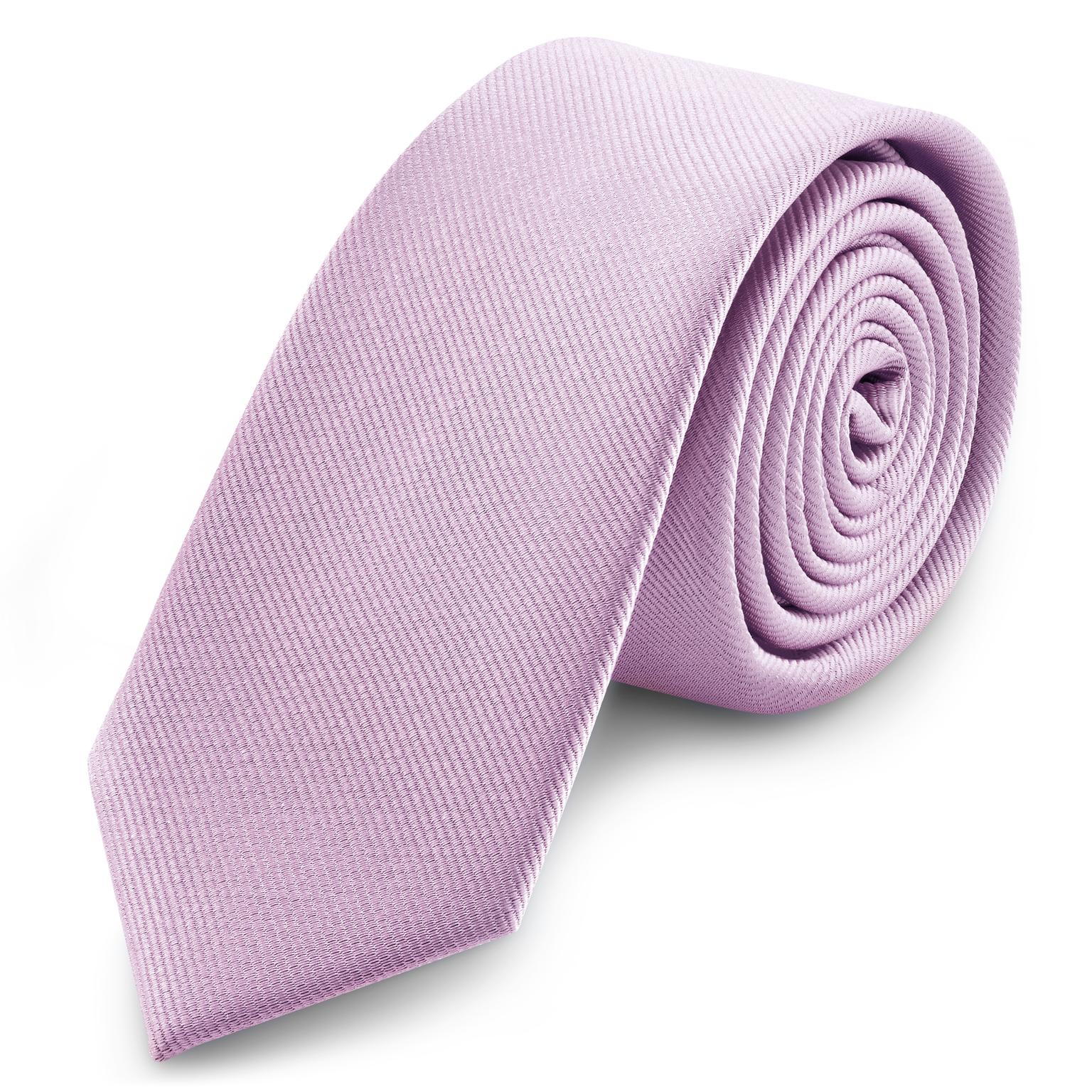 Cravatta skinny da 6 cm viola chiaro con motivo gros-grain Cravatta skinny da 6 cm viola chiaro con motivo gros-grain