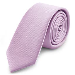 Corbata delgada de grogrén violeta claro de 6 cm