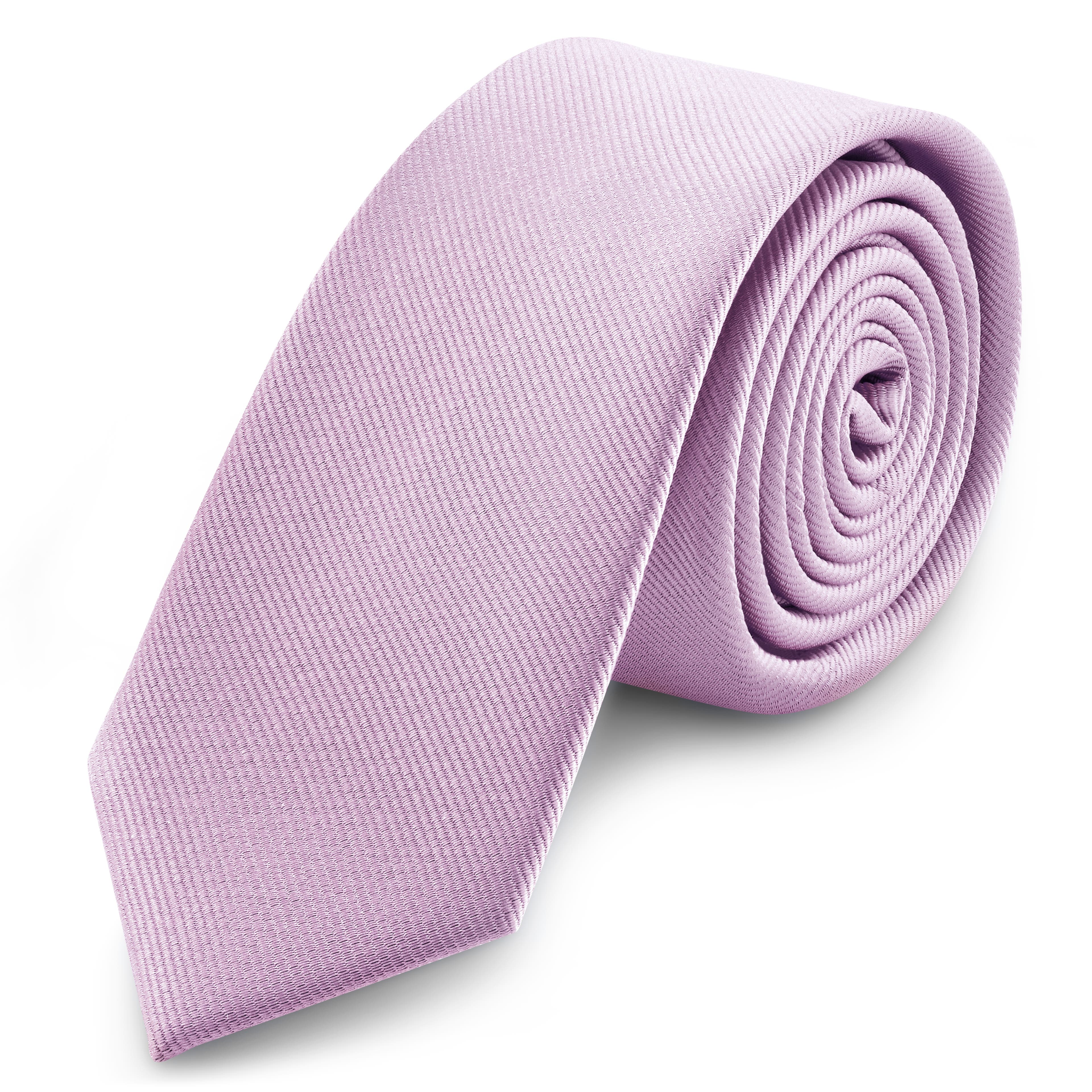 Cravate étroite en tissu gros-grain violet clair 6 cm