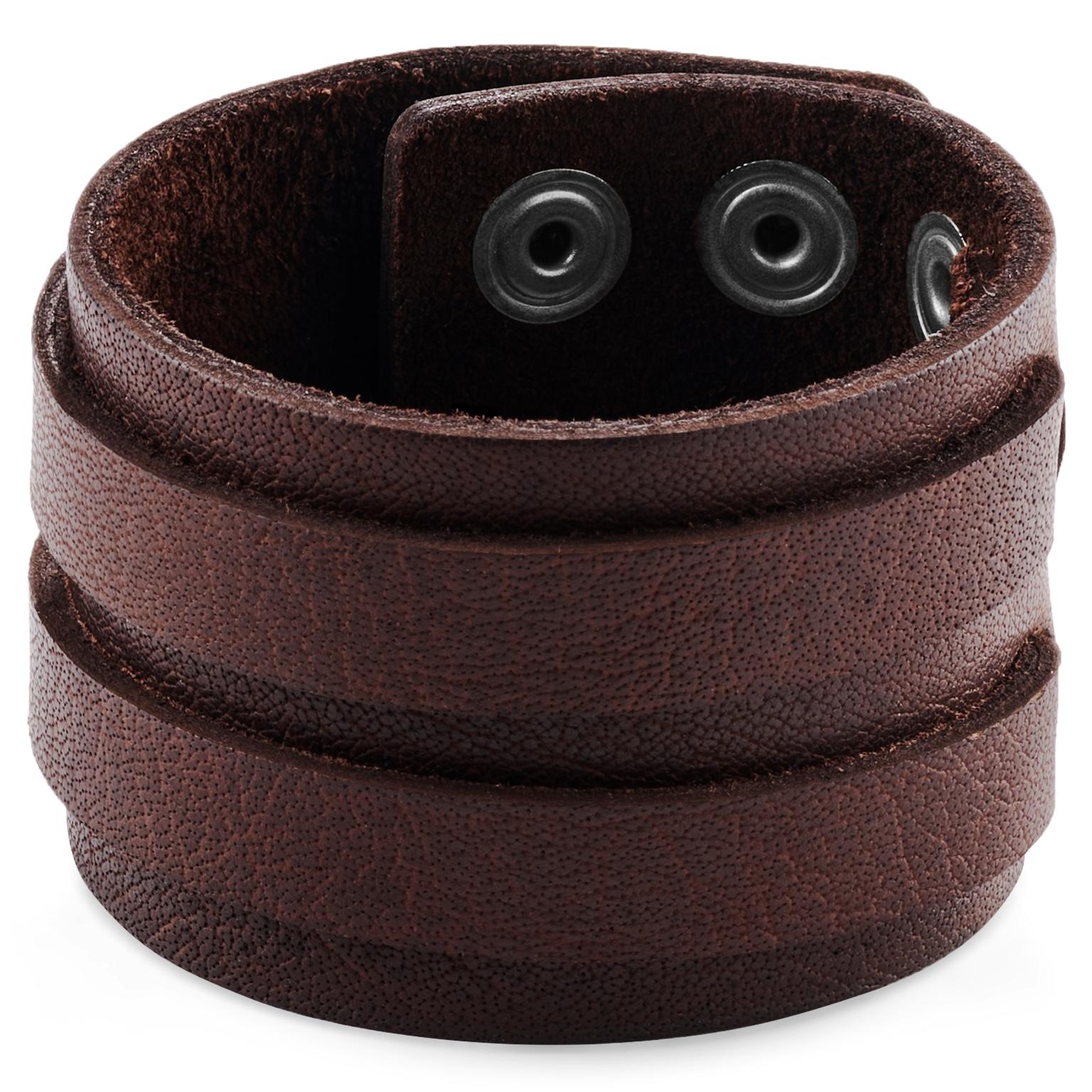 Gladius | Pulsera gruesa de cuero de búfalo de grano completo marrón Gladius | Pulsera gruesa de cuero de búfalo de grano completo marrón