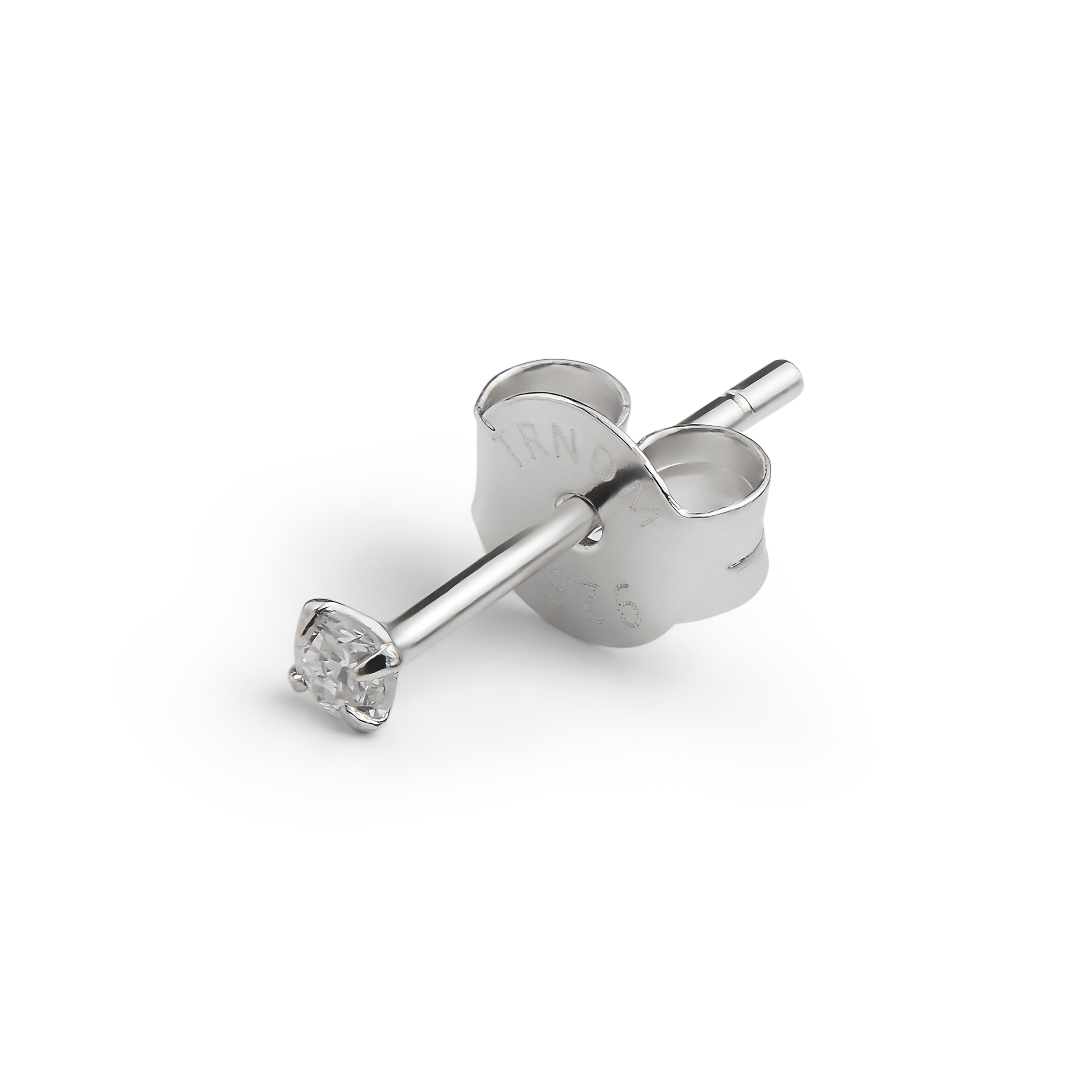 Eterna | Pendiente de botón redondo en plata de ley 925 con diamante cultivado en laboratorio - 2 mm 0,03 ct.