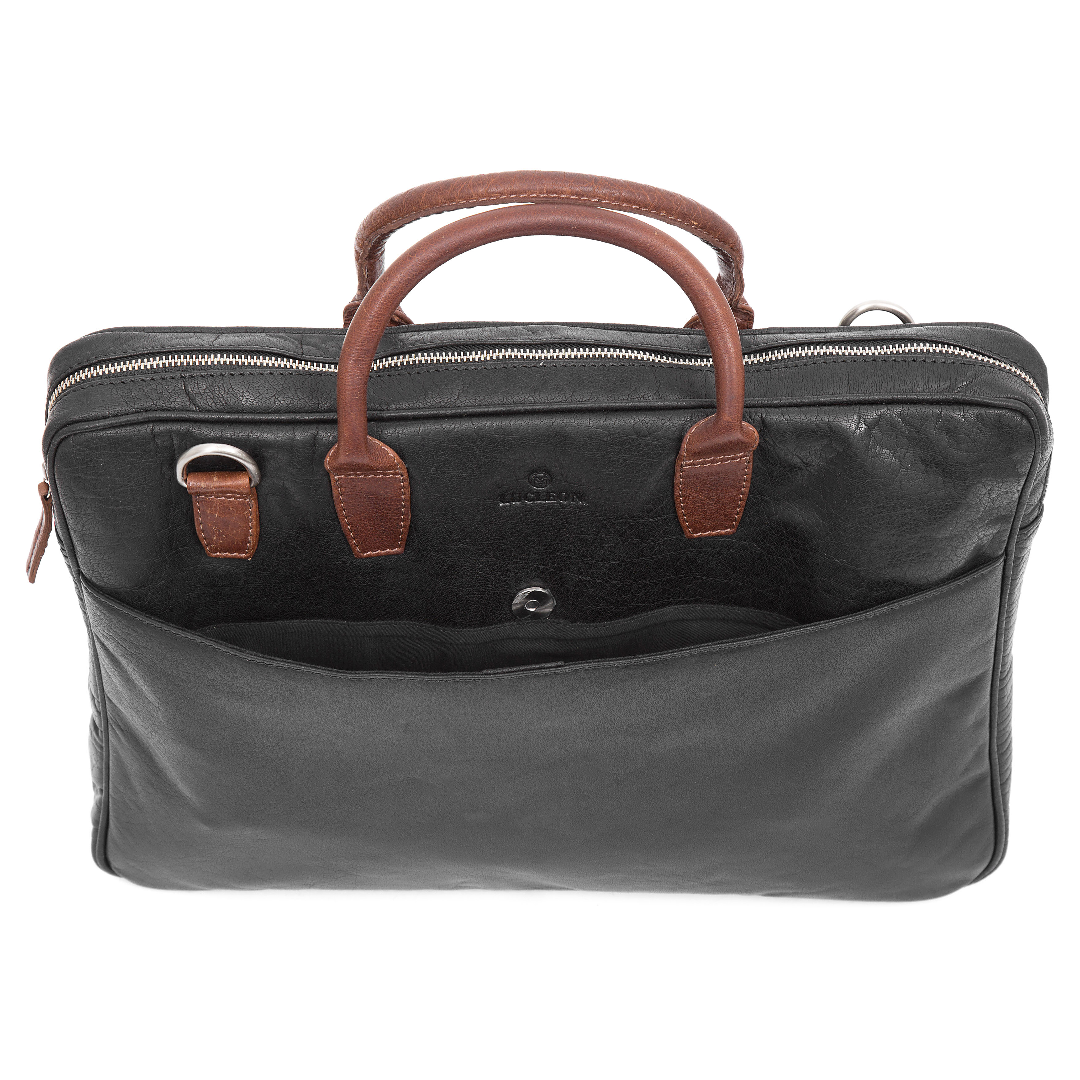 Montreal Executive õhuke 15" must & punakaspruun nahast kott - 8