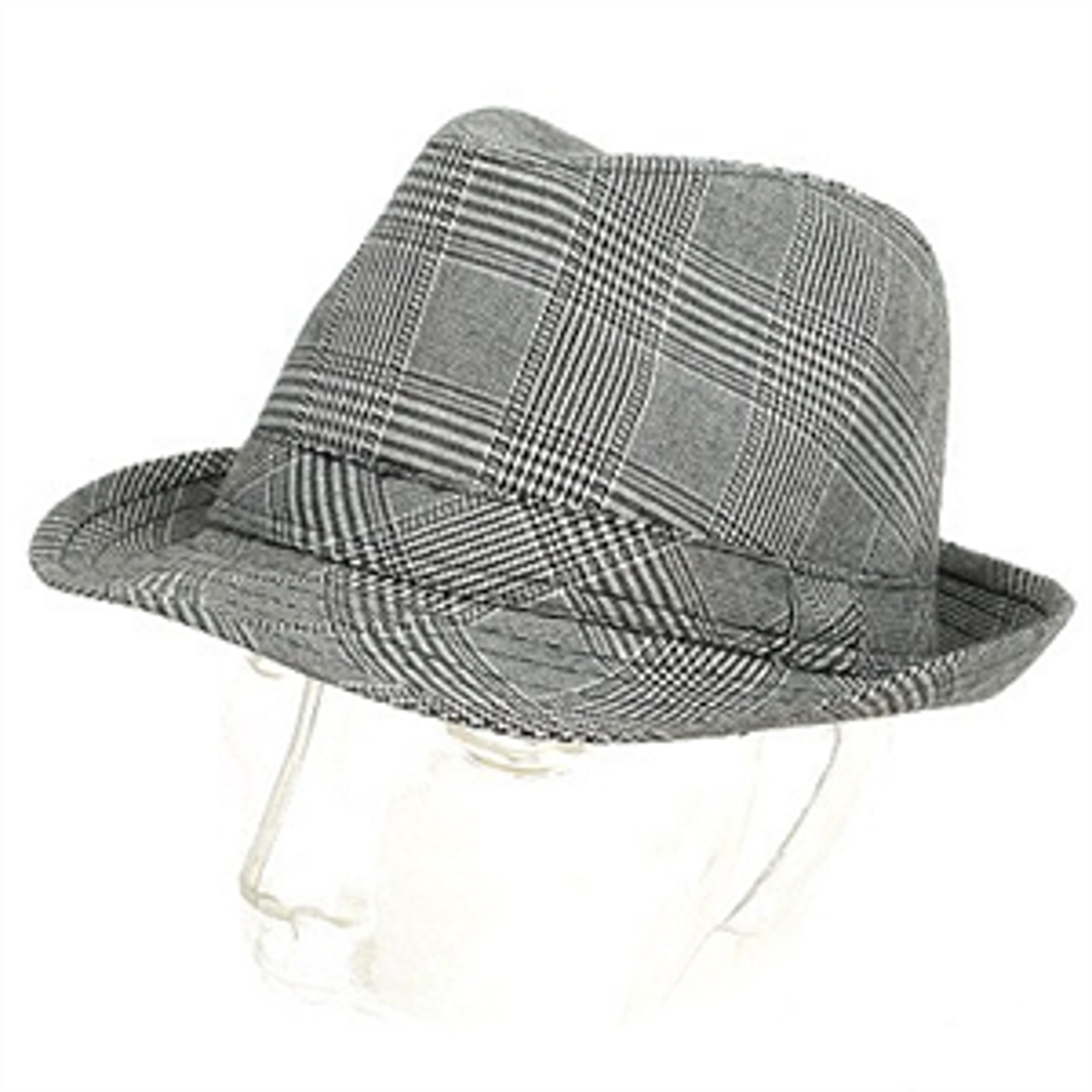Light Grey Checked Fedora - Hat - 1