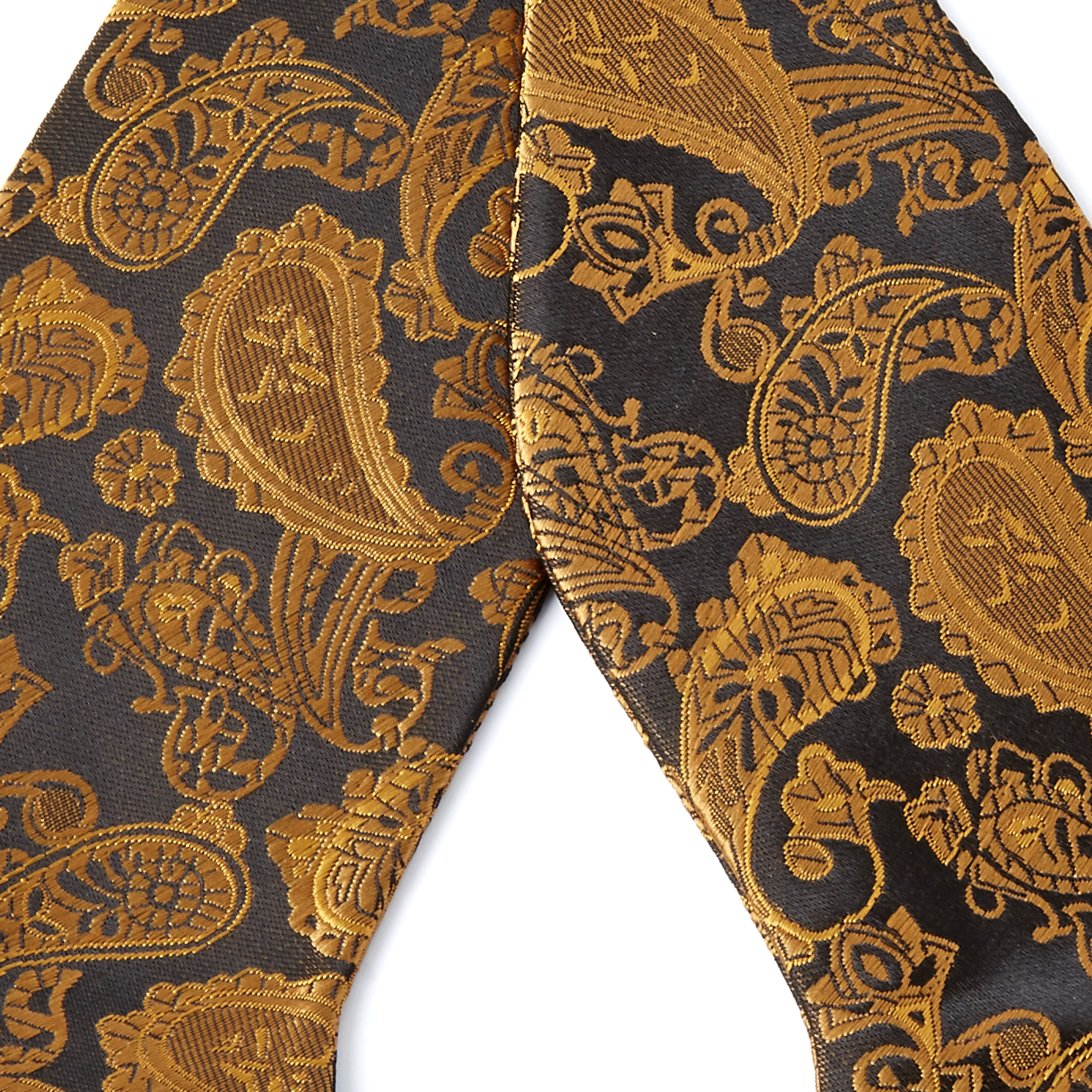 Gold & Brown Paisley Self-Tie Bow Tie - 2