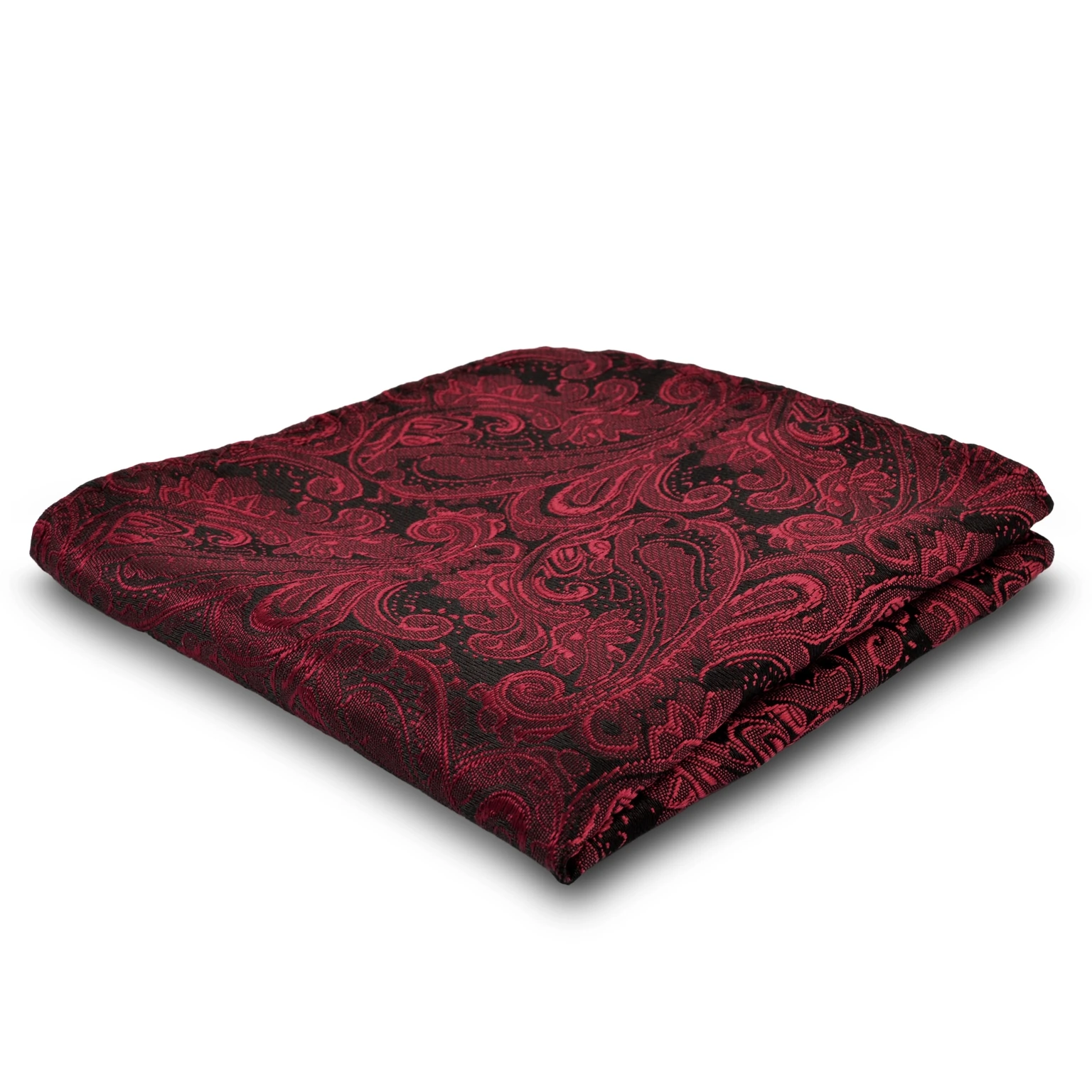 Stylish Bordeaux & Black Paisley Pocket Square Stylish Bordeaux & Black Paisley Pocket Square