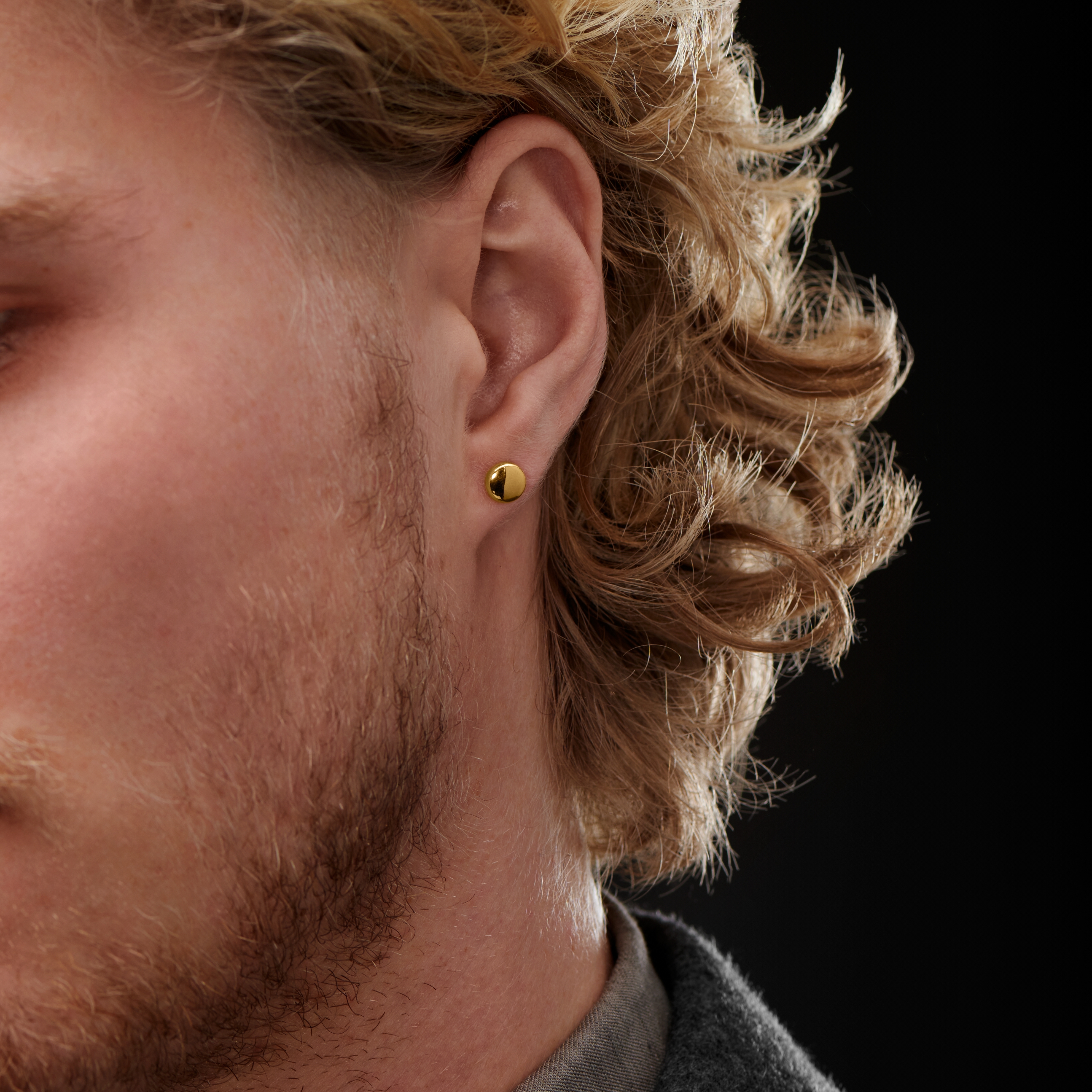 6mm Guldfarvet Button Stud Ørering - 3