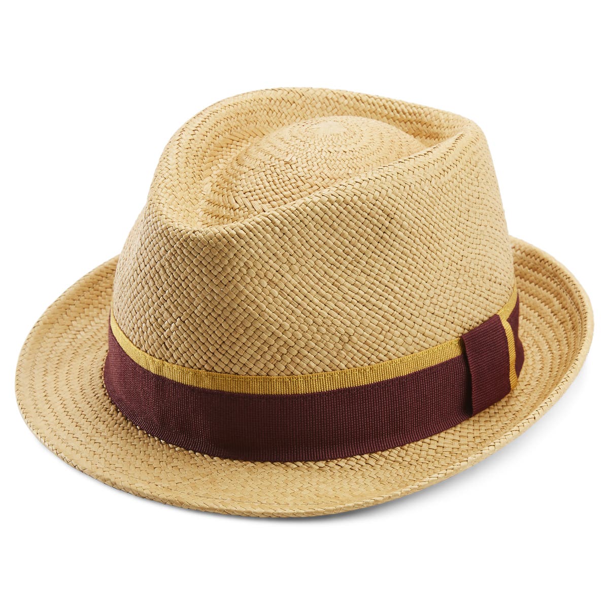 Panama Hat Yellow 108 Paul Fedora Light Stone Ecuadorian Straw