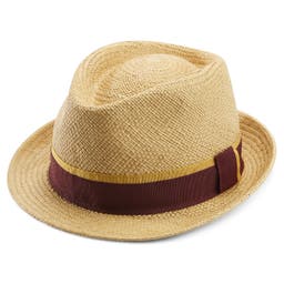 Light Stone Ecuadorian Straw Panama Hat with Gulf Red Band
