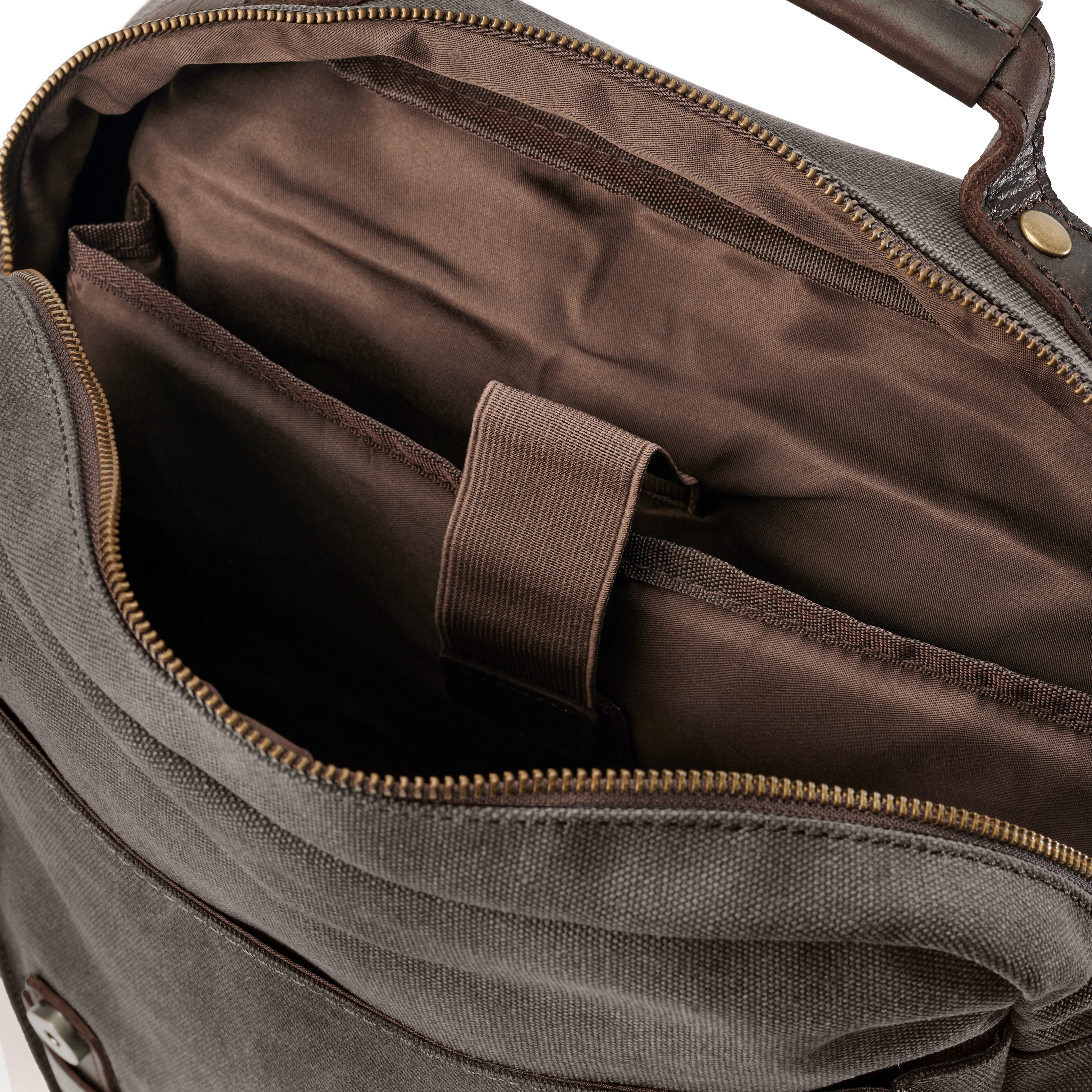 Rucsac vintage din pânză canvas gri cărbune și piele maro închis - 9
