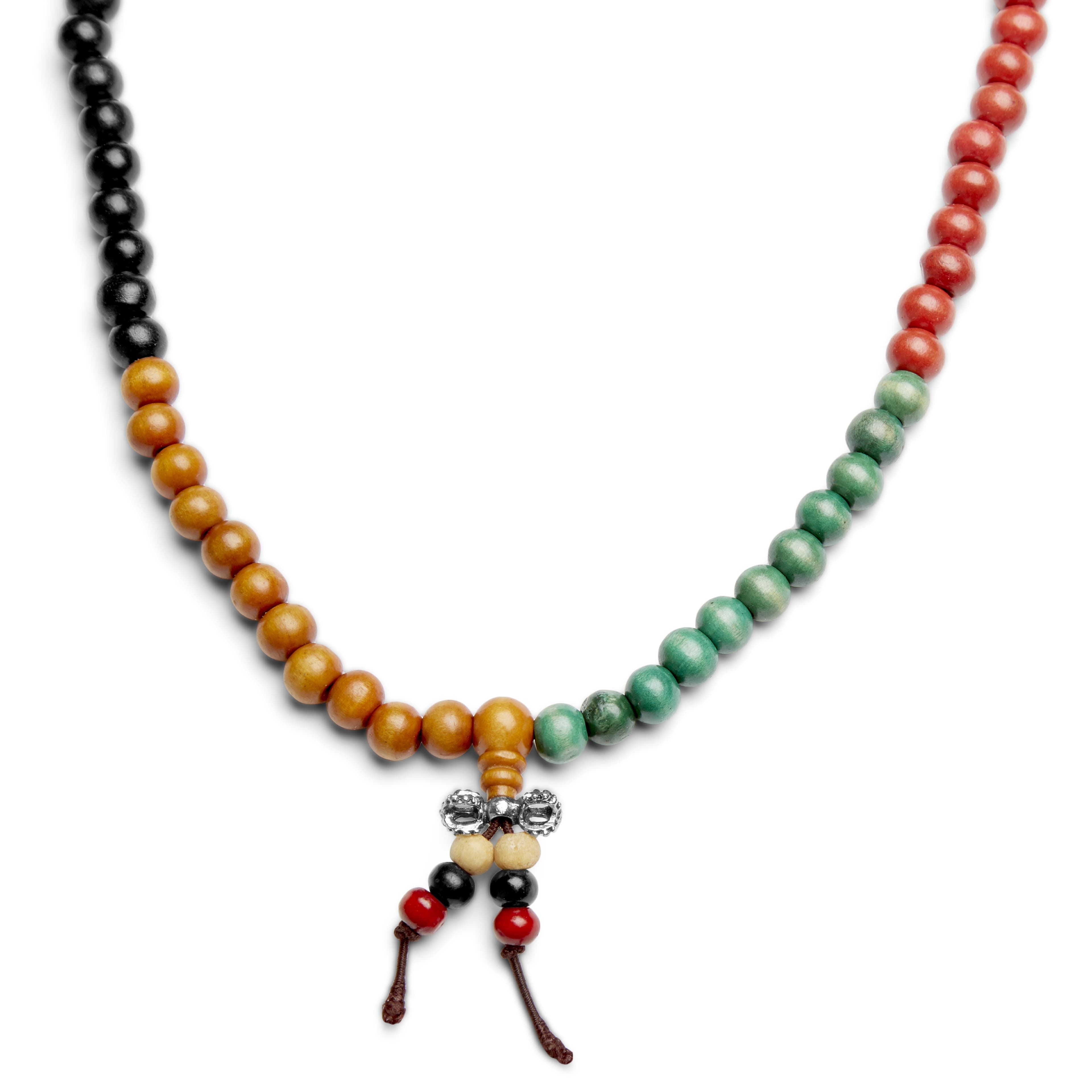 Collana con perline in legno arcobaleno