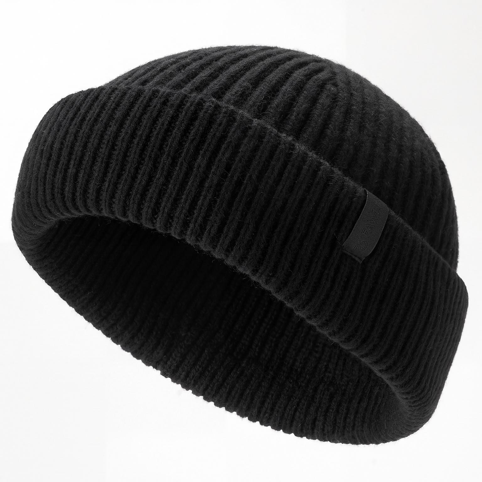 Nordic | Schwarze Fisherman-Beanie aus Wollmischung Nordic | Schwarze Fisherman-Beanie aus Wollmischung