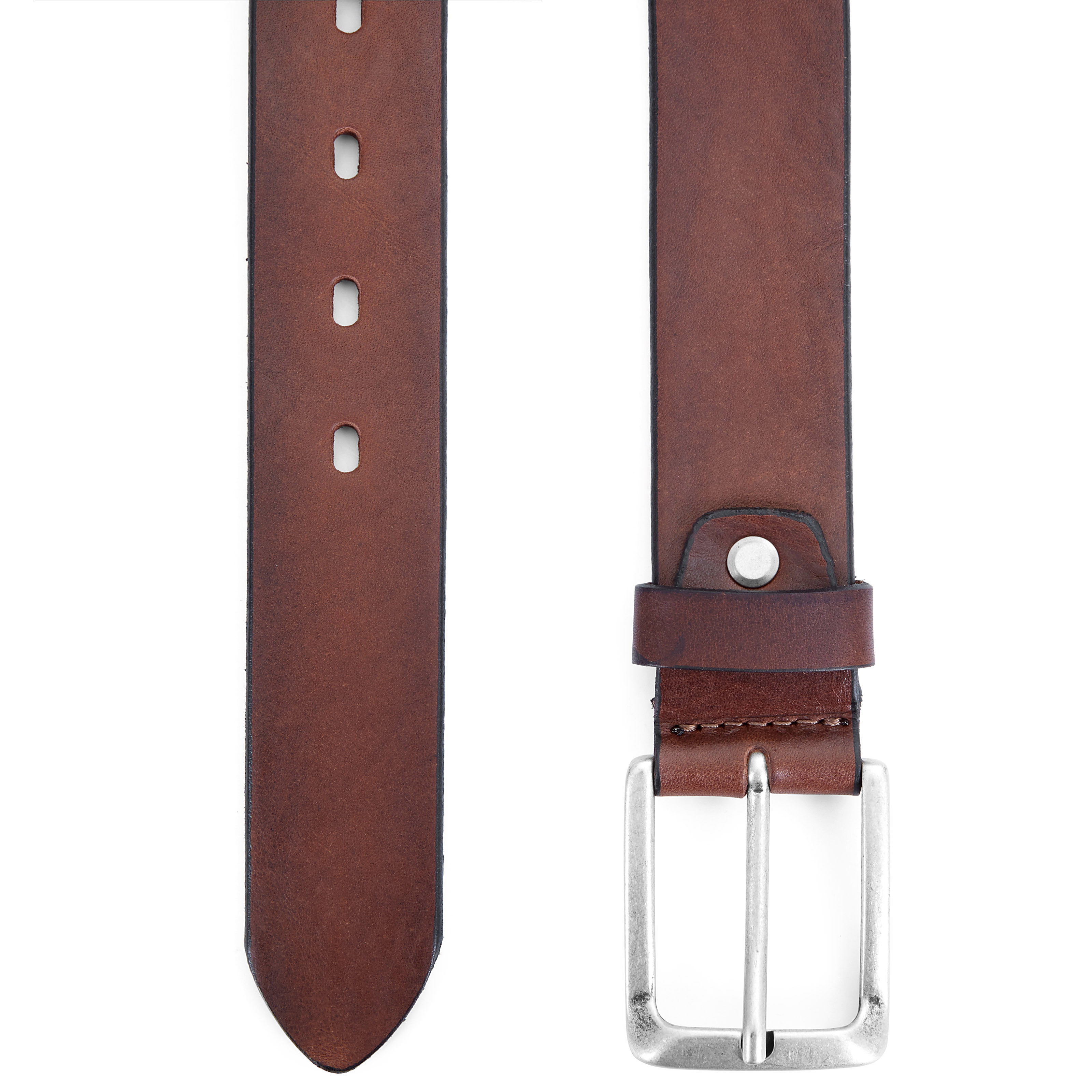 Poltettu kastanjanruskea nahkavyö - 2