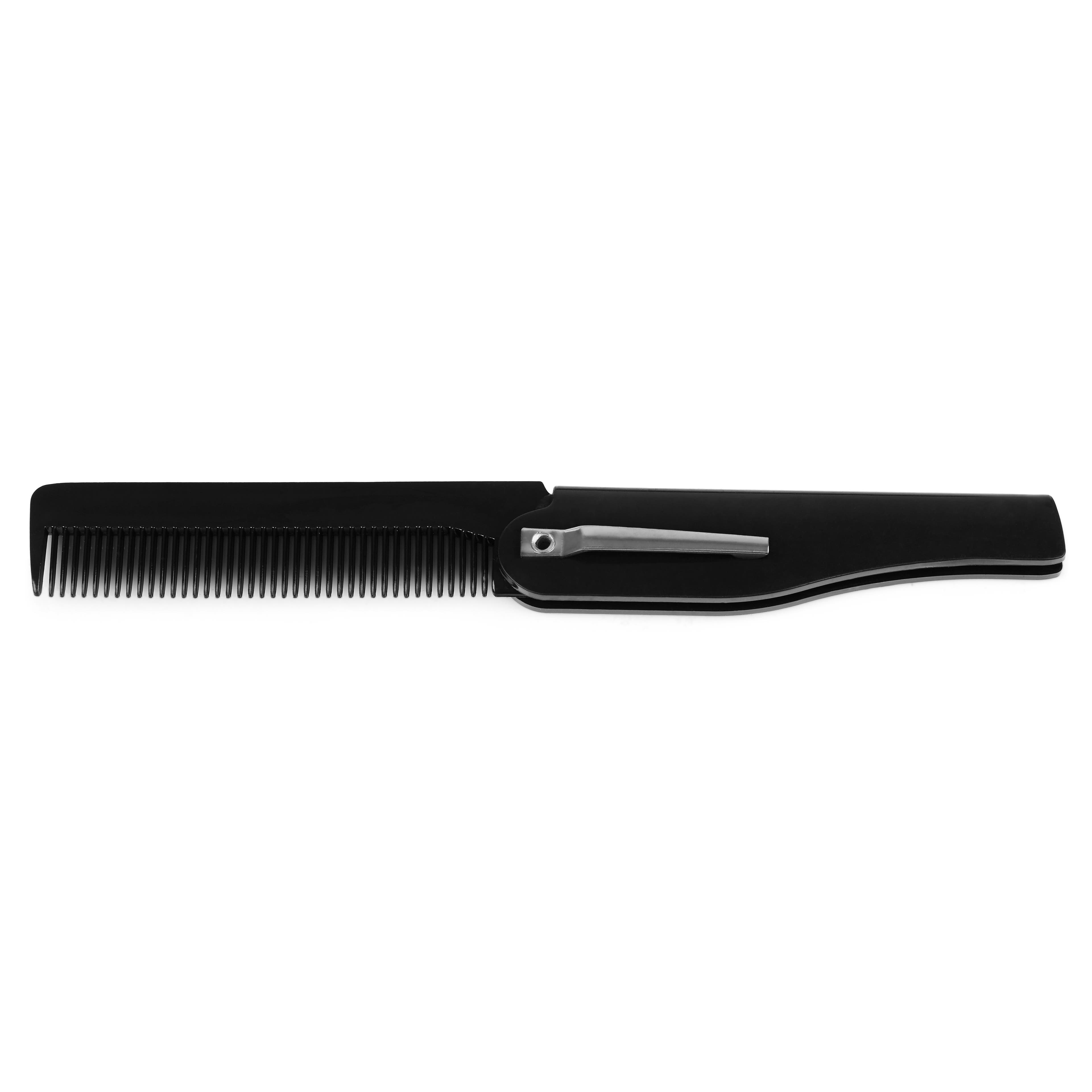 Black Fine-Toothed Folding Pocket Comb