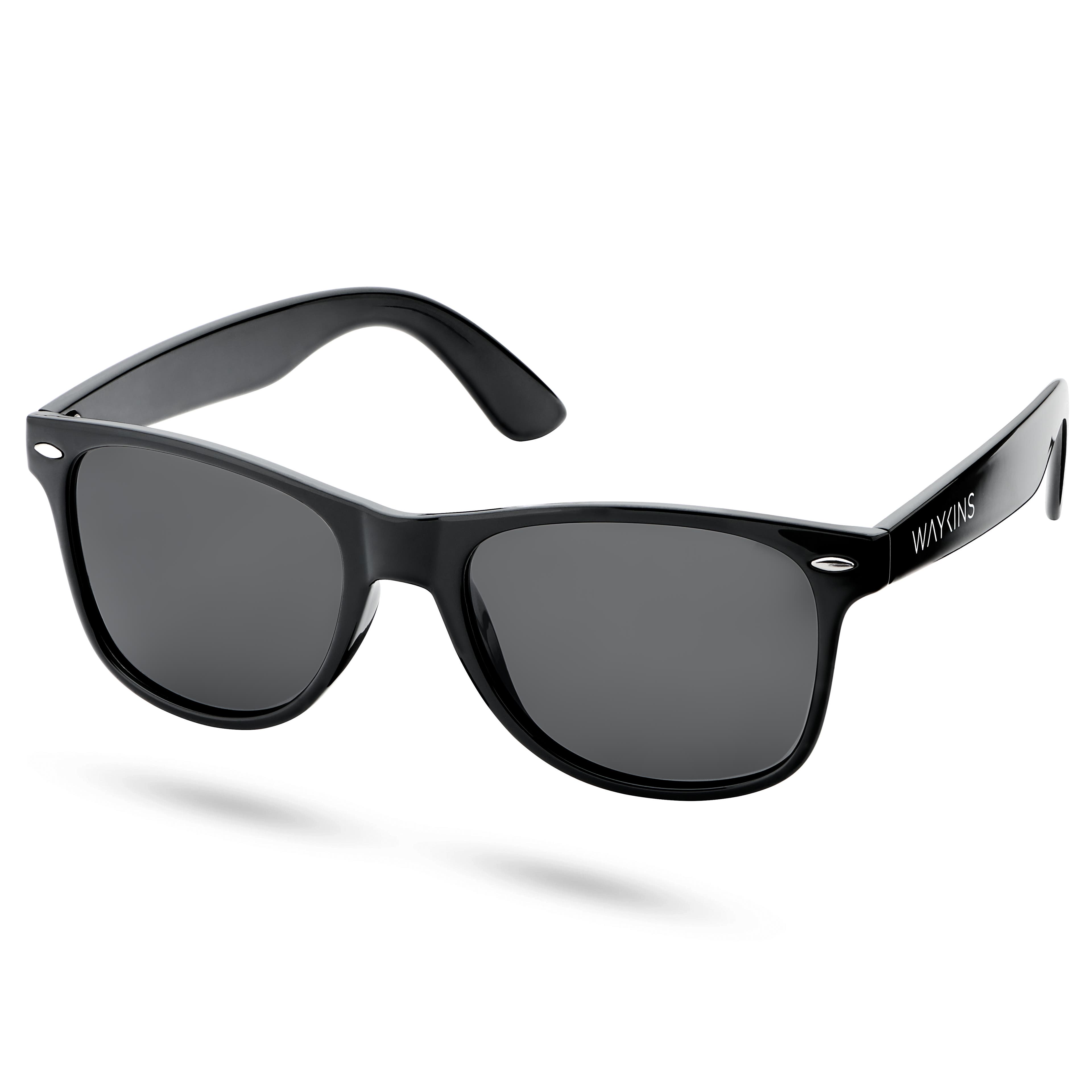 Ochelari de soare retro negri cu lentile polarizate
