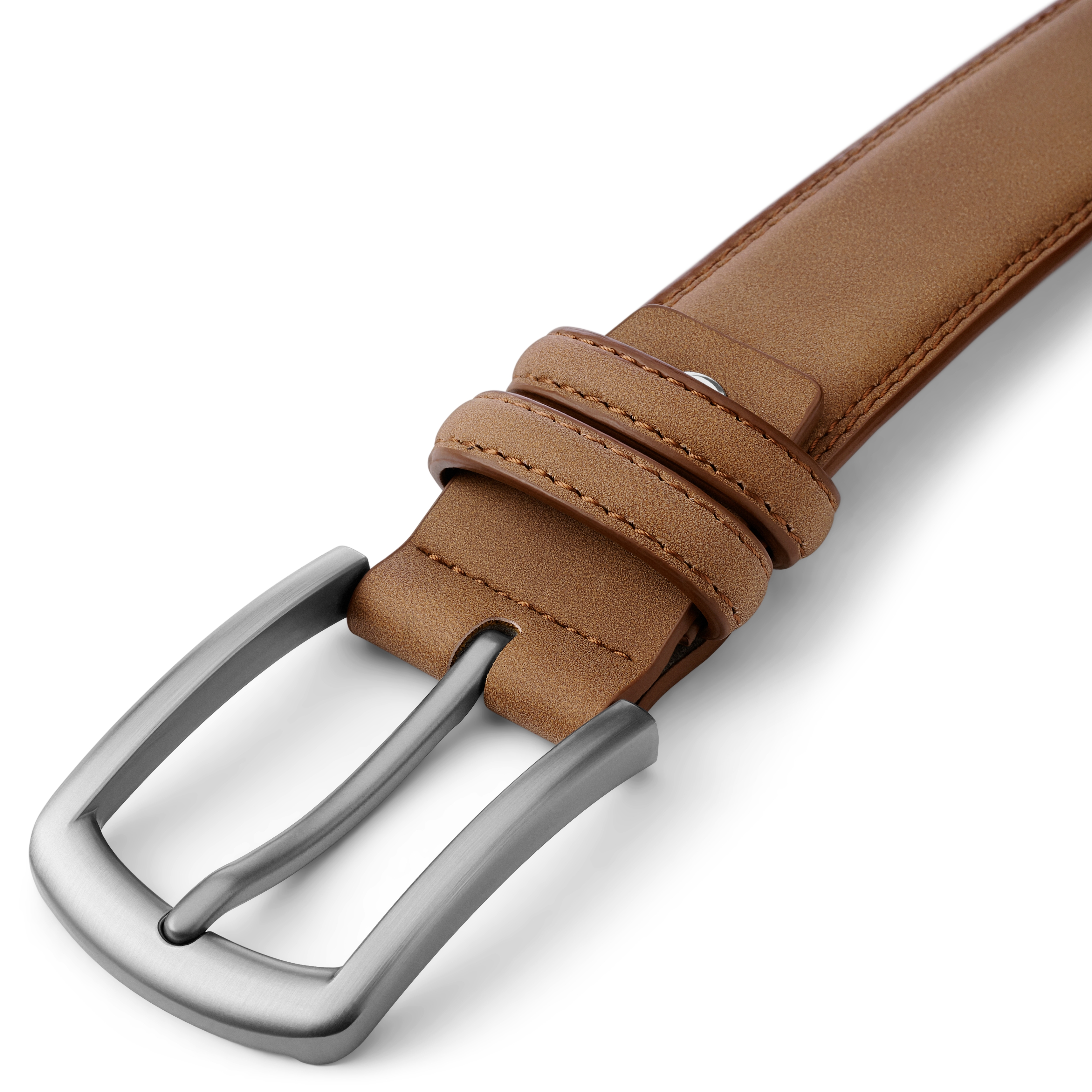 Светлокафяв класически колан от изкуствен велур - 4