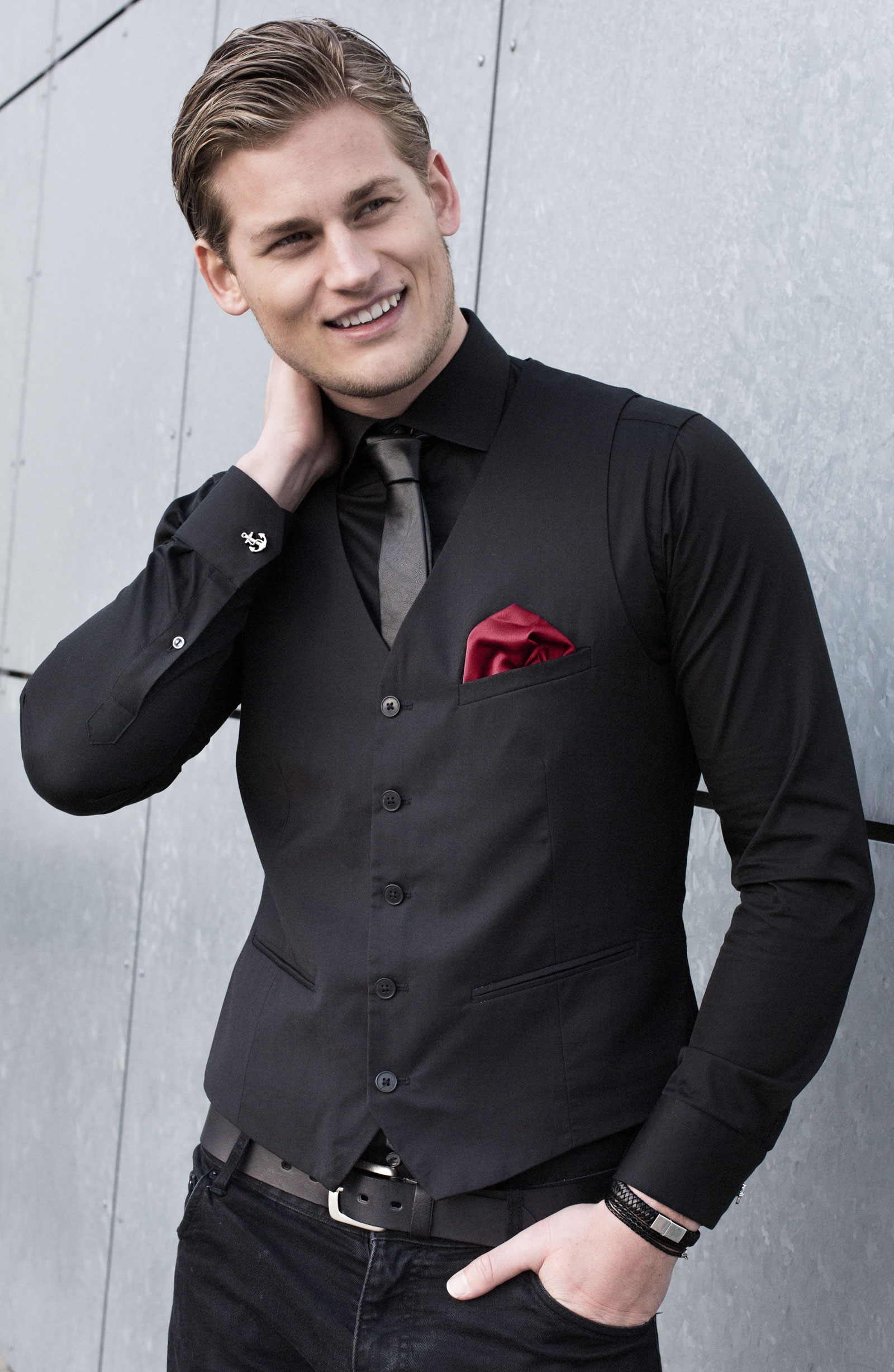 Vinröd Enkel Bröstnäsduk - 4