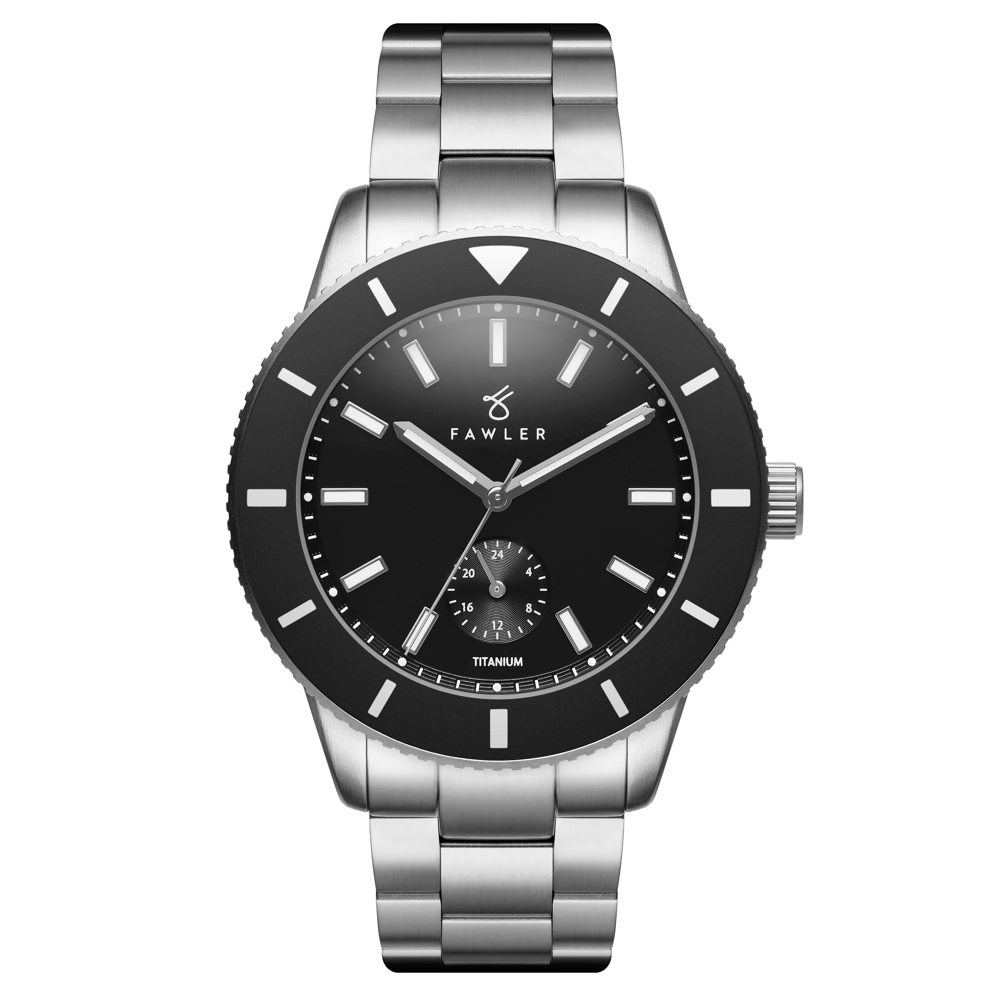 Makalu | Czarny szczotkowany zegarek tytanowy dla nurków