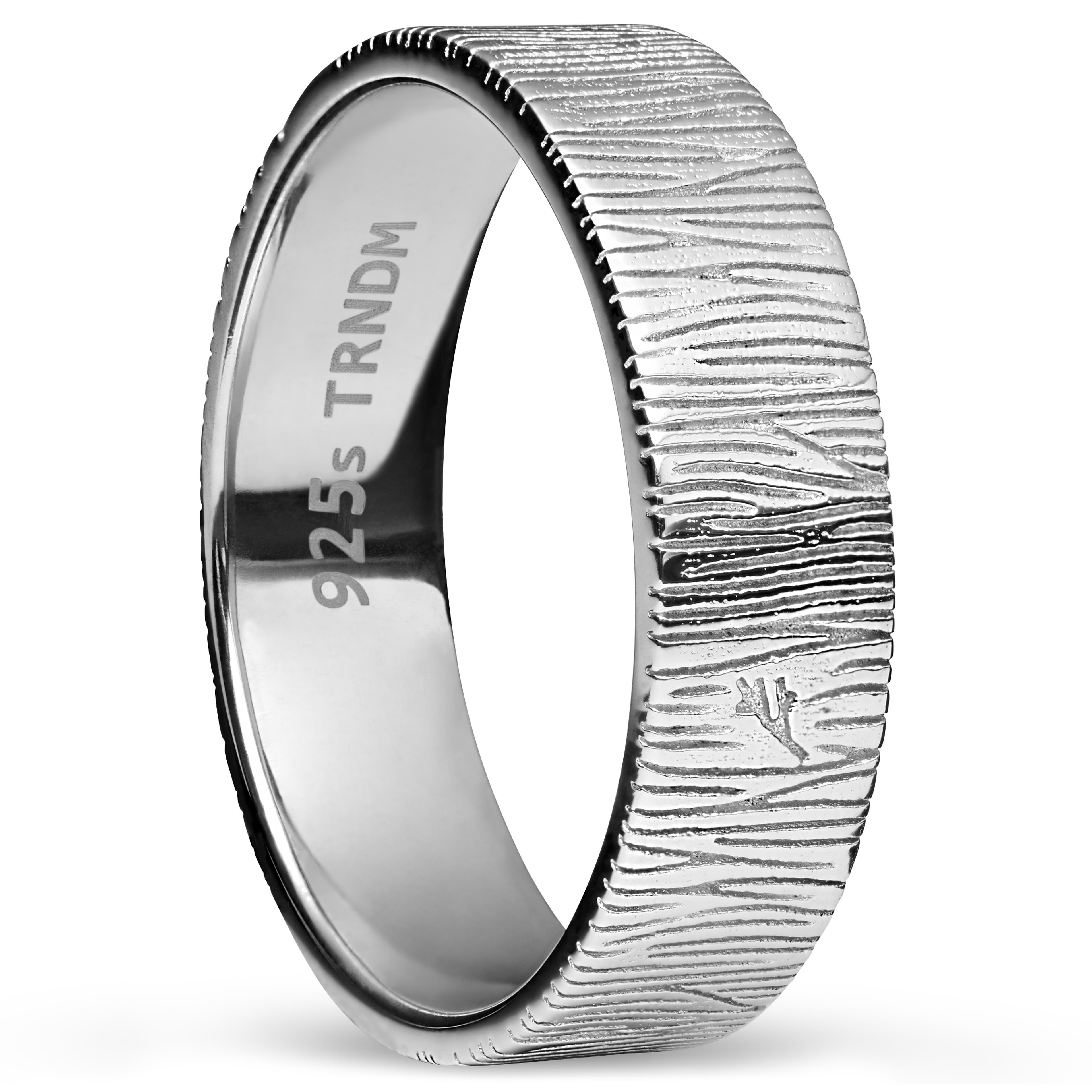 Adrian 925 sterling ezüst gyűrű fakéreg mintás felülettel