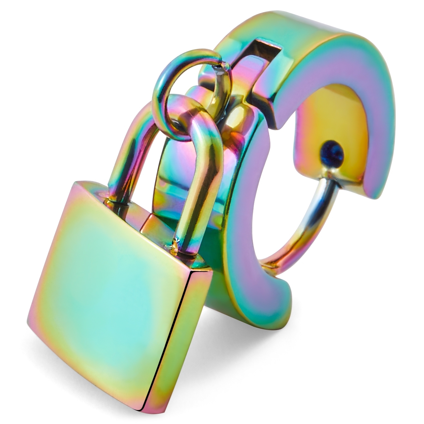 Pendiente de aro con colgante de candado arcoíris Floyd - 3