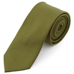 Krawat w kolorze zielonego liścia 6 cm Basic