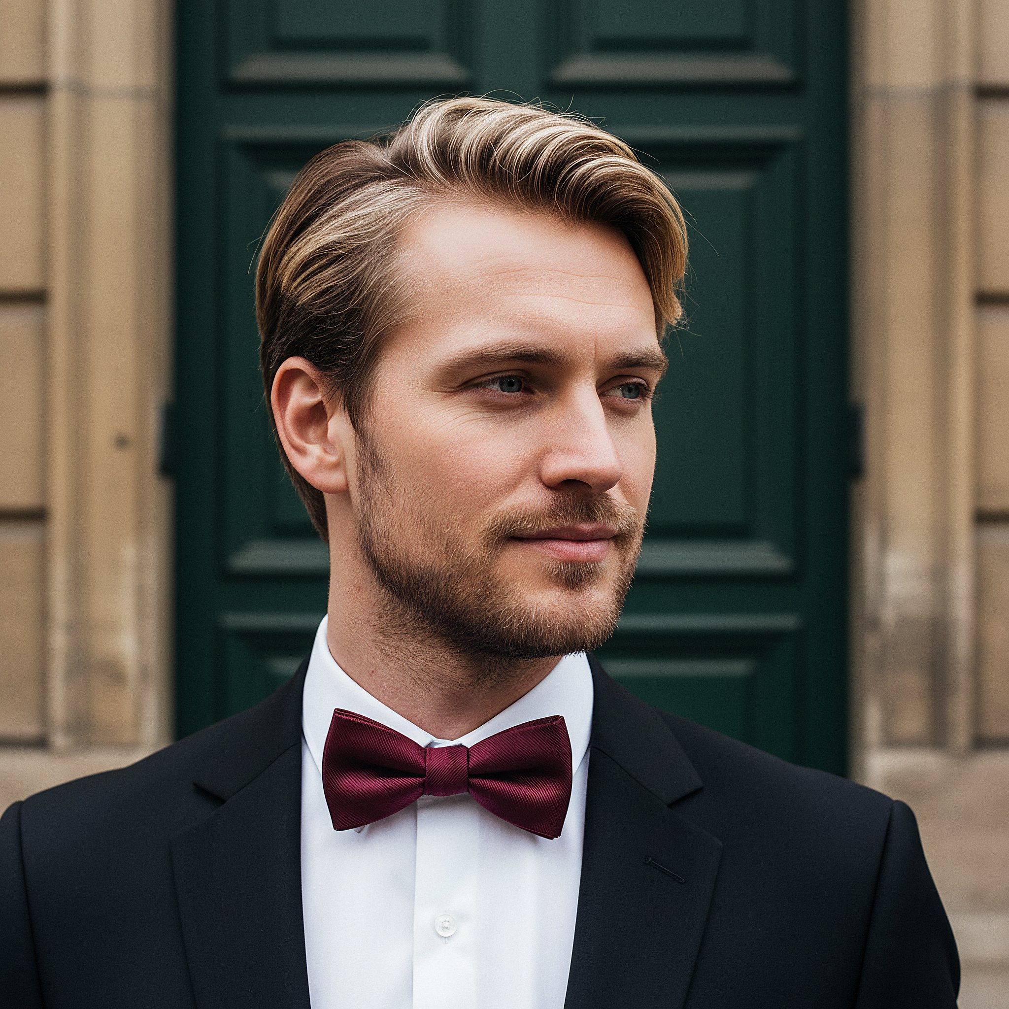 Nœud papillon à nouer couleur bourgogne en gros-grain - 3