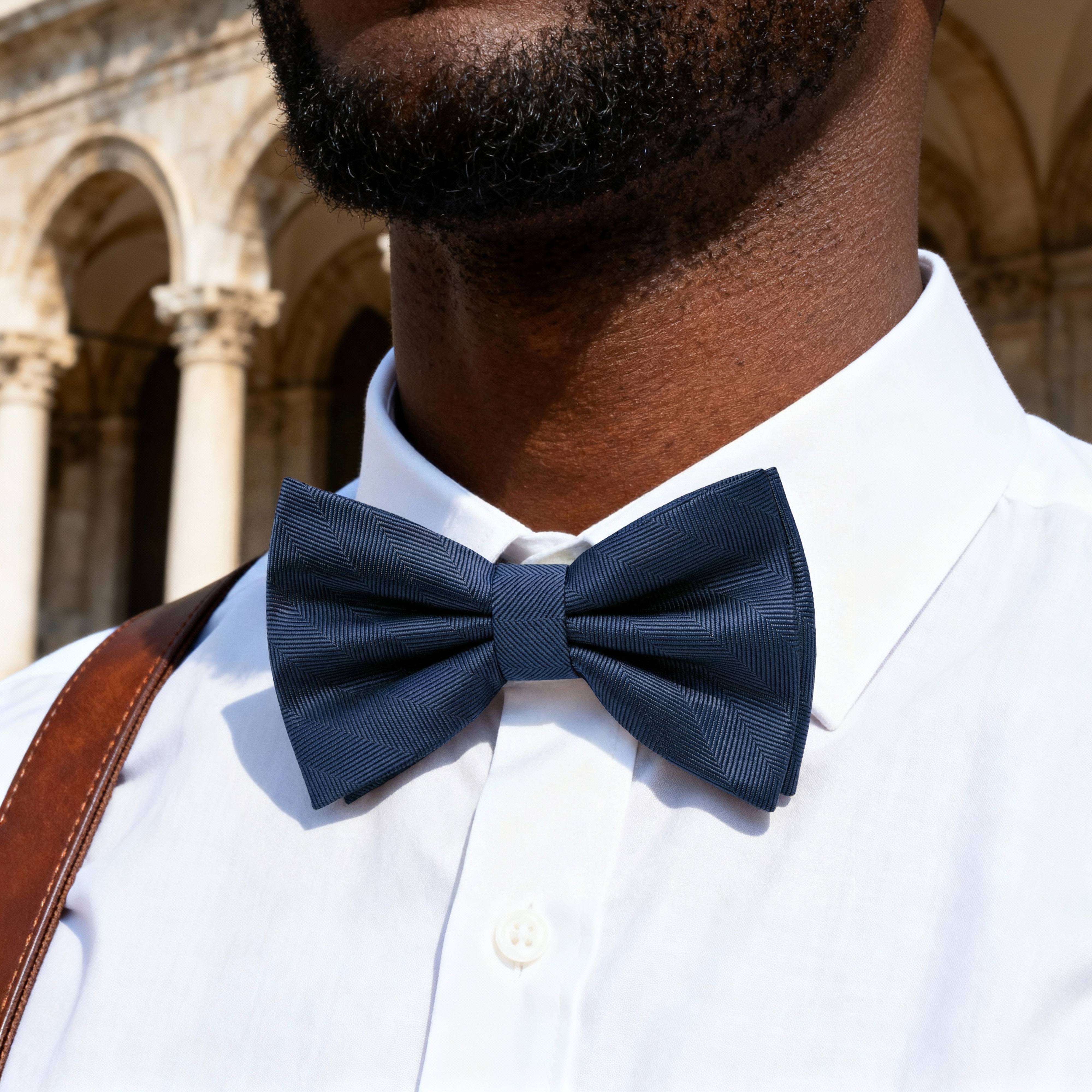 Laço Pré-atado em Espinha de Peixe Azul-escuro - 2