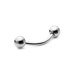 1/4" (6 mm) Curved Ball-Tipped Silver-Tone Surgical Steel Barbell