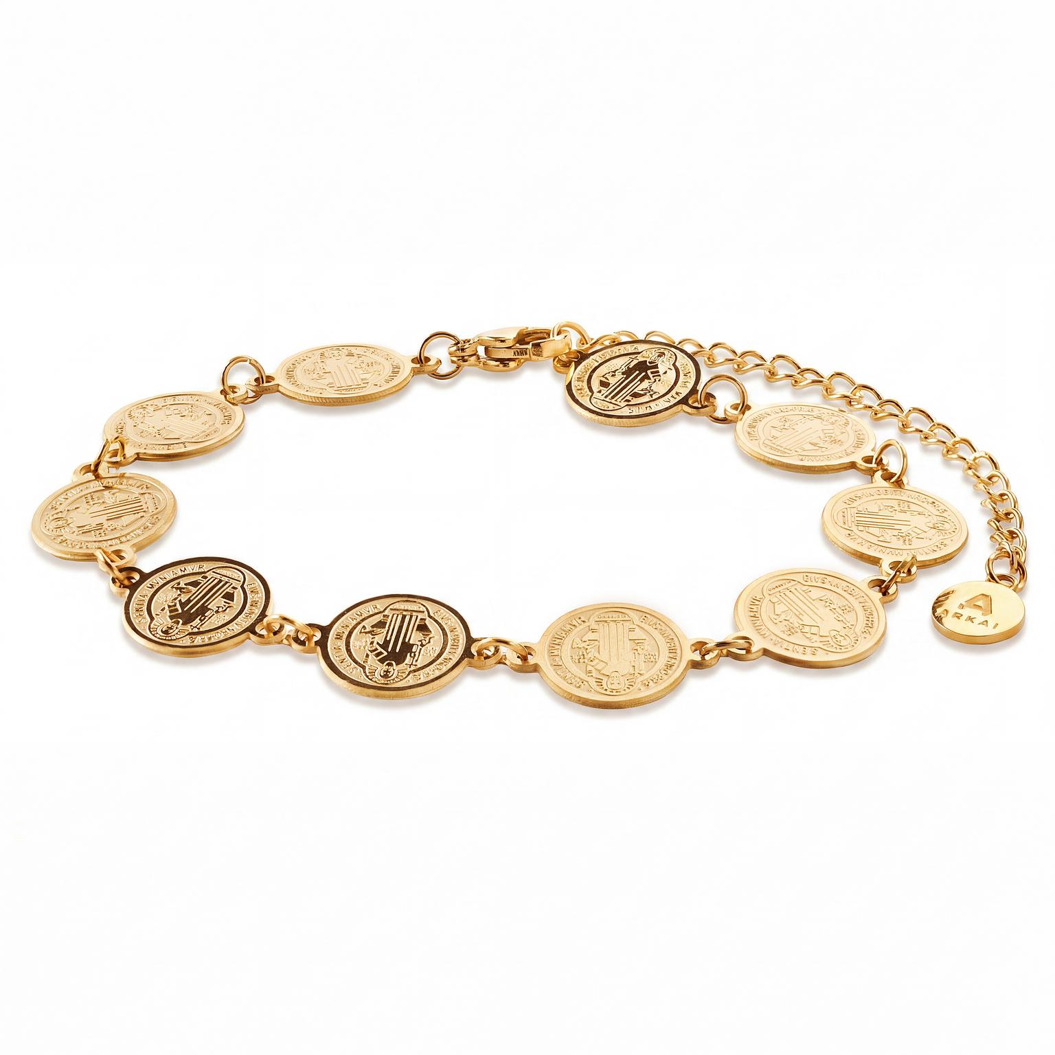 Mediterranean | 10 mm-es 14K aranyozott érmelánc karkötő Mediterranean | 10 mm-es 14K aranyozott érmelánc karkötő