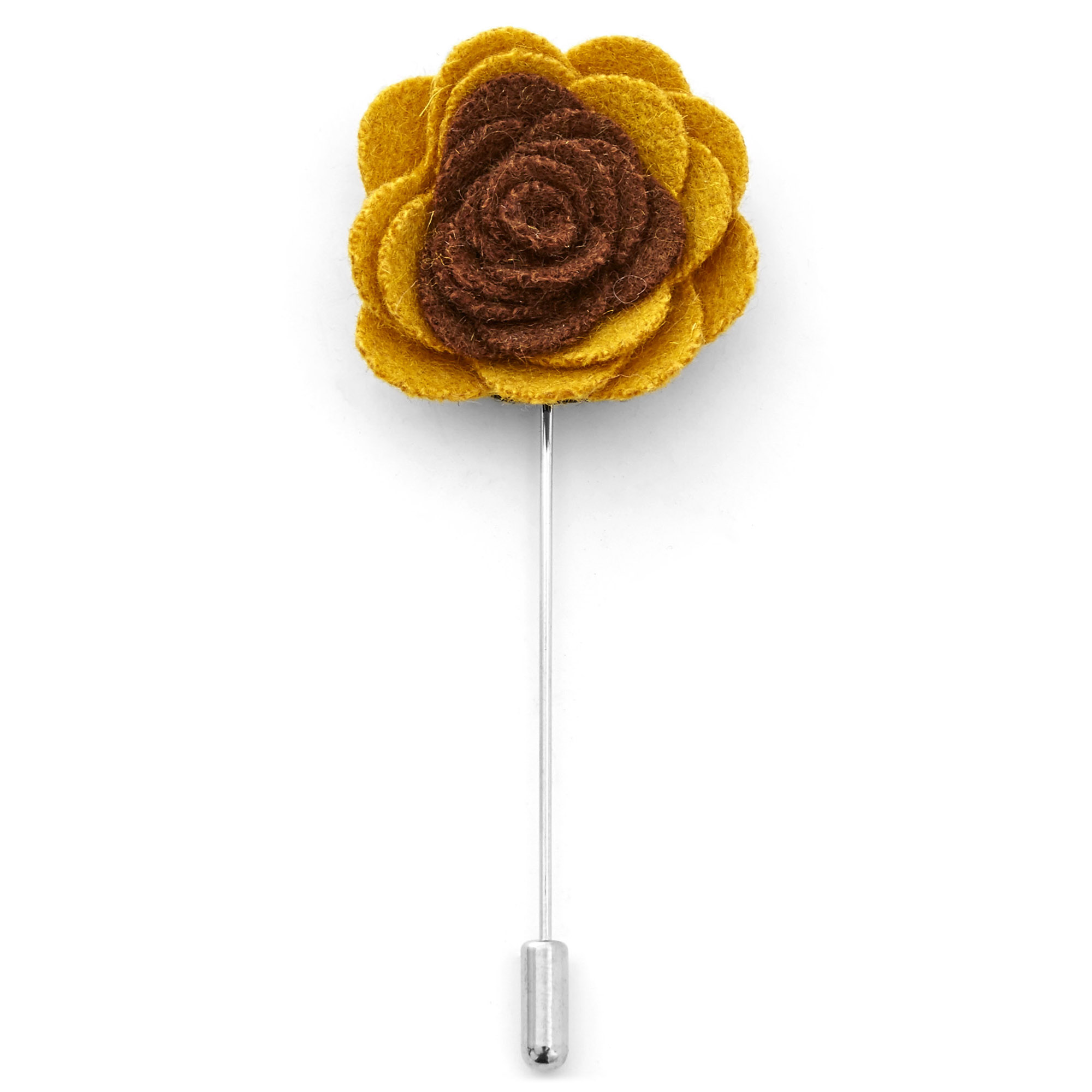 Delikatna szpilka do marynarki - żołto-brązowy kwiat - 1