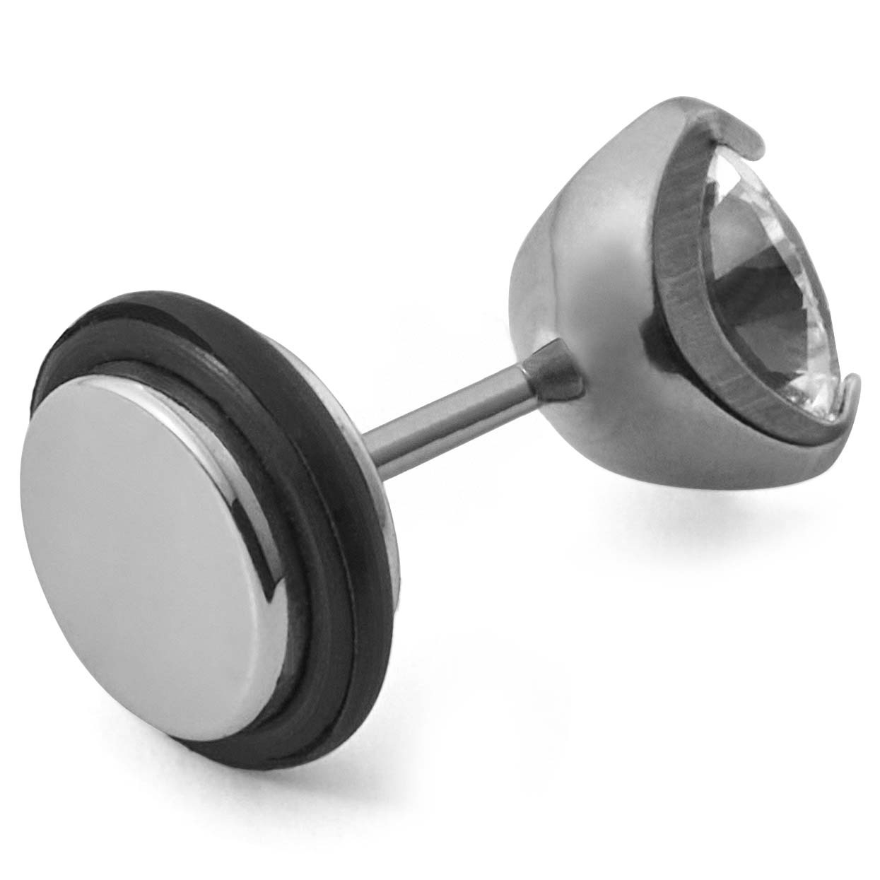 Studová 8 mm náušnica Floyd v oceľovej farbe so zirkónom - 2