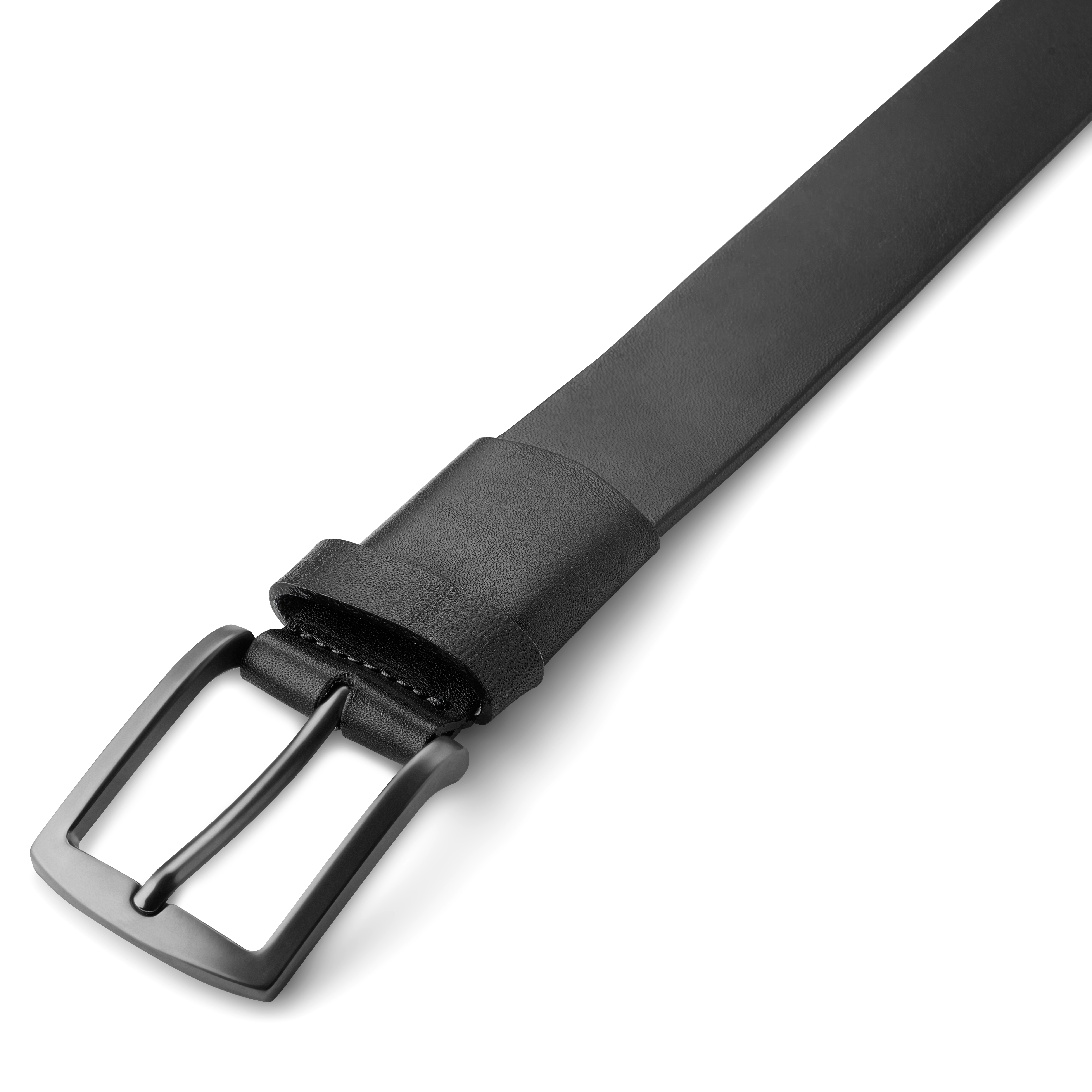 Black Full-Grain Leather Stretch Belt - 3