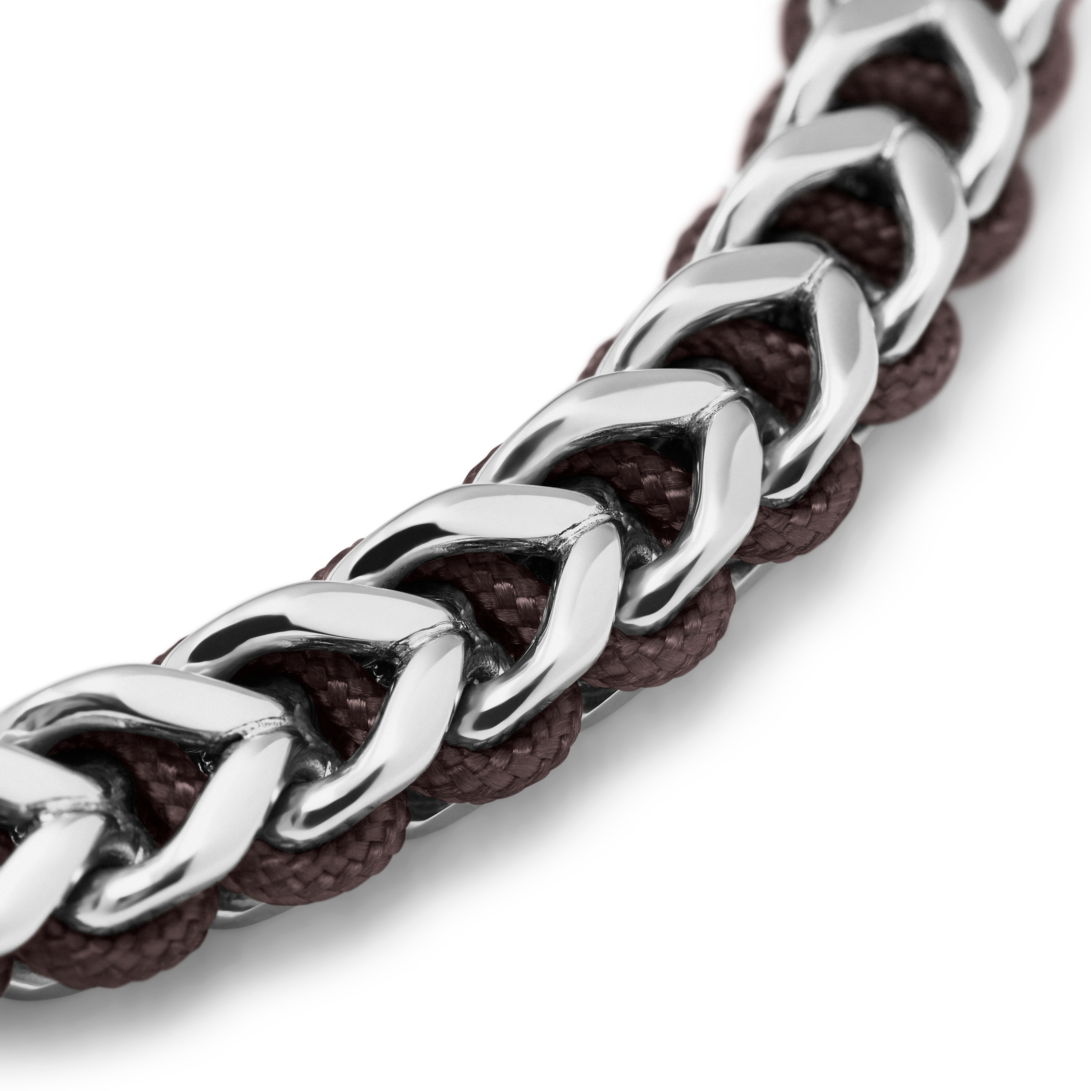 Гривна от неръждаема стомана и кафяв найлон - 5