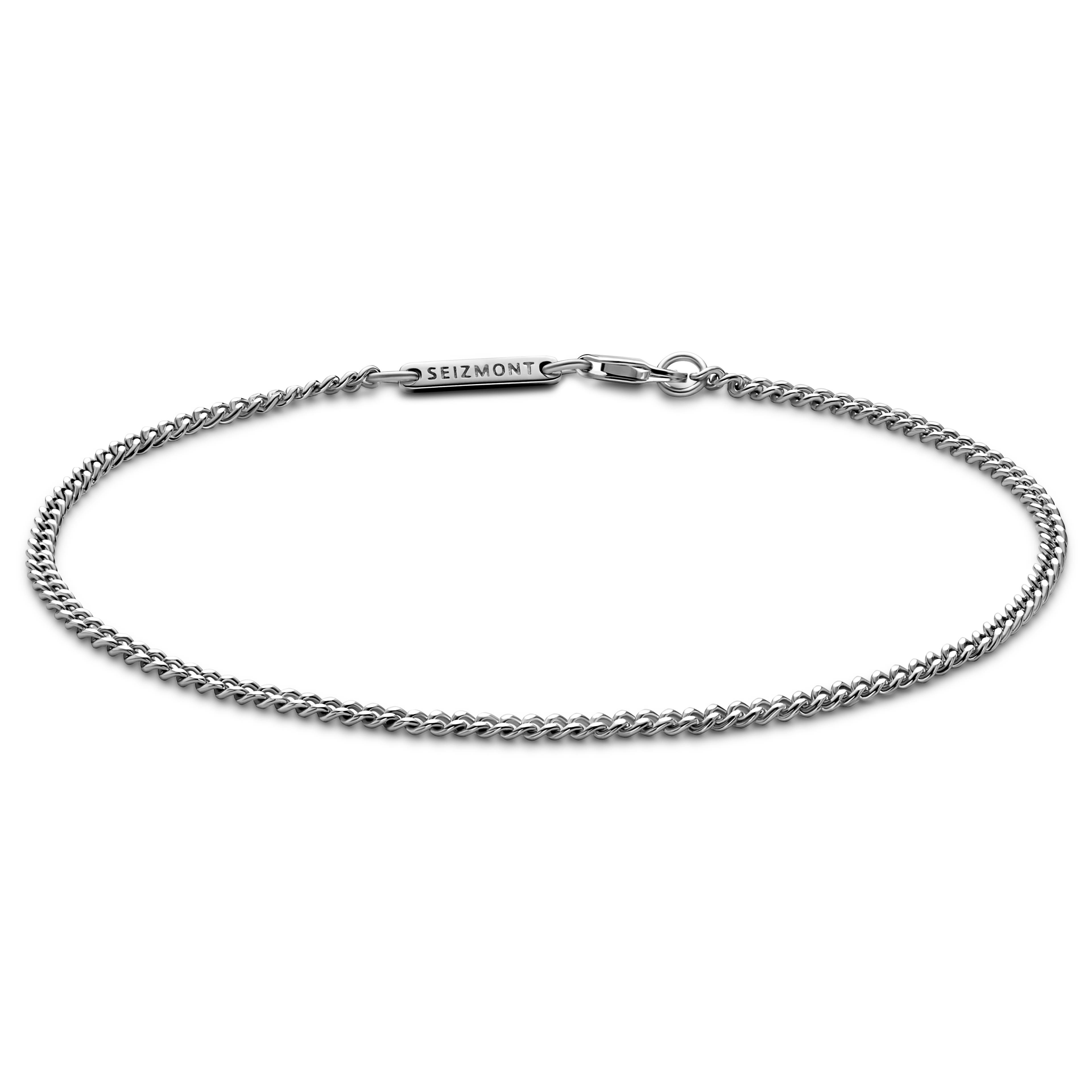 Argentia | 925s | 2mm Rhodium-Plated Sterling Silver Curb Chain Bracelet