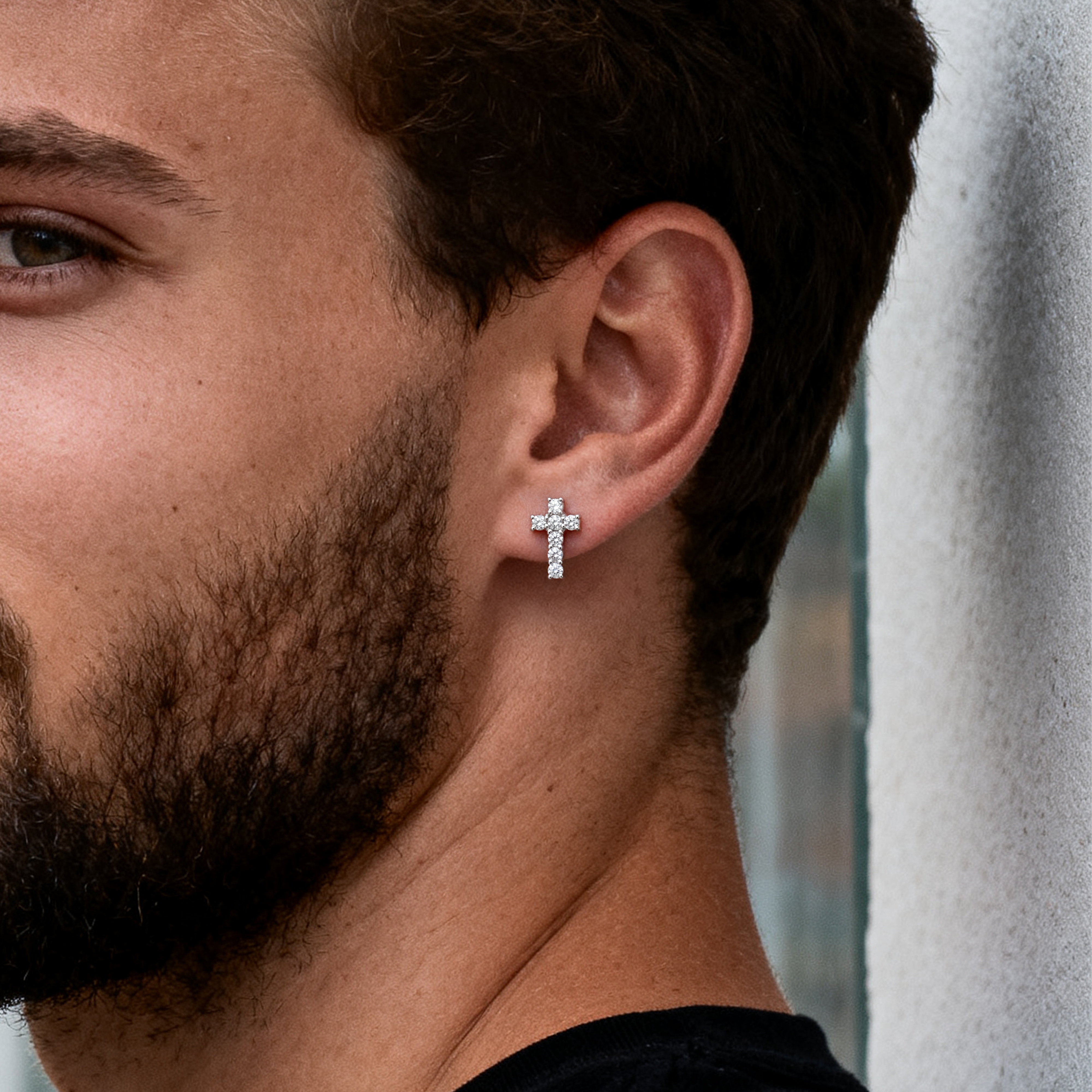 Lucid | 925 Sterlingsølv Zirkonia Kors Ørering - 6 mm - 3
