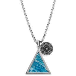 Orisun | Silver-Tone Stainless Steel Larimar Stone Triangle Pendant Necklace