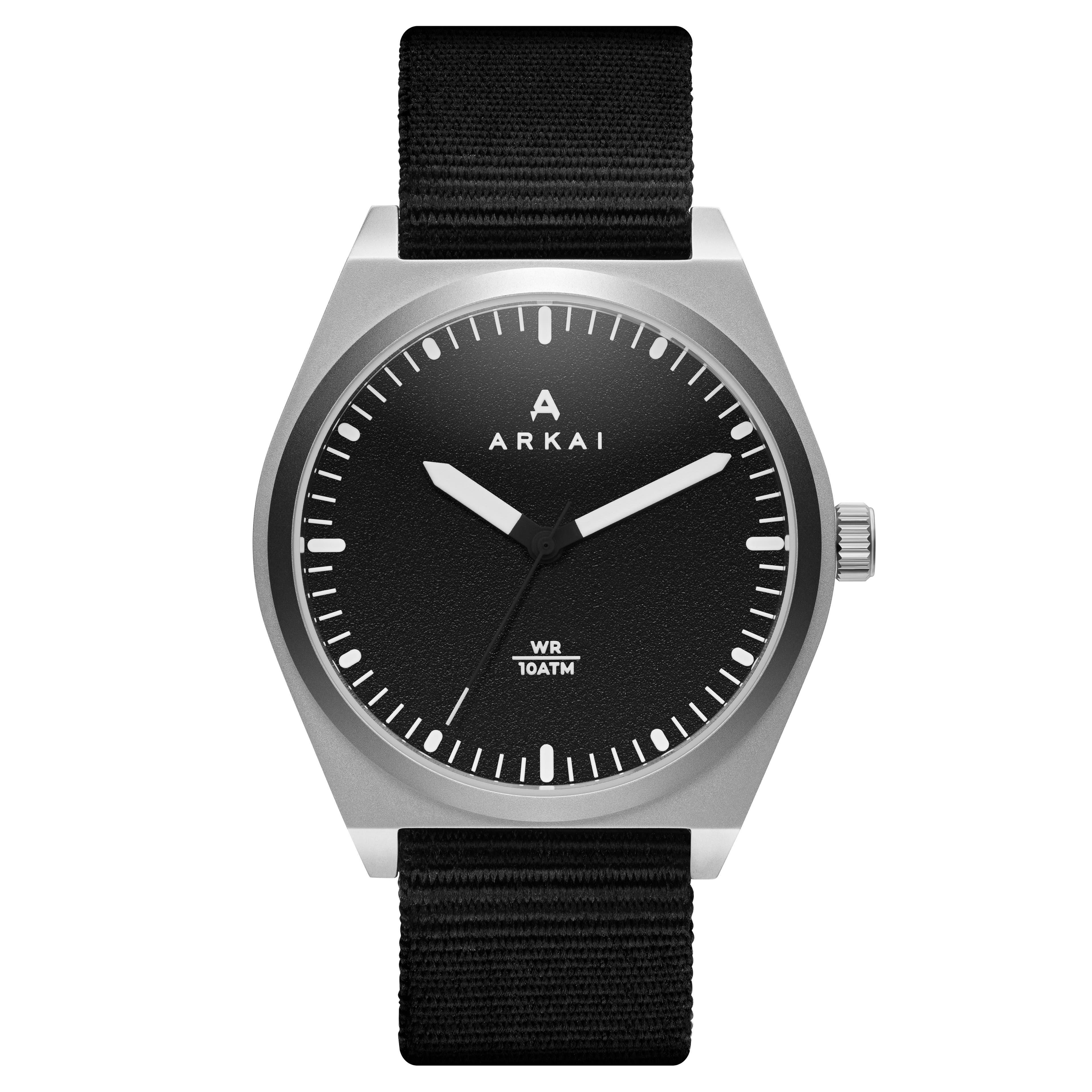 Haka | Семпъл сребристо-черен часовник