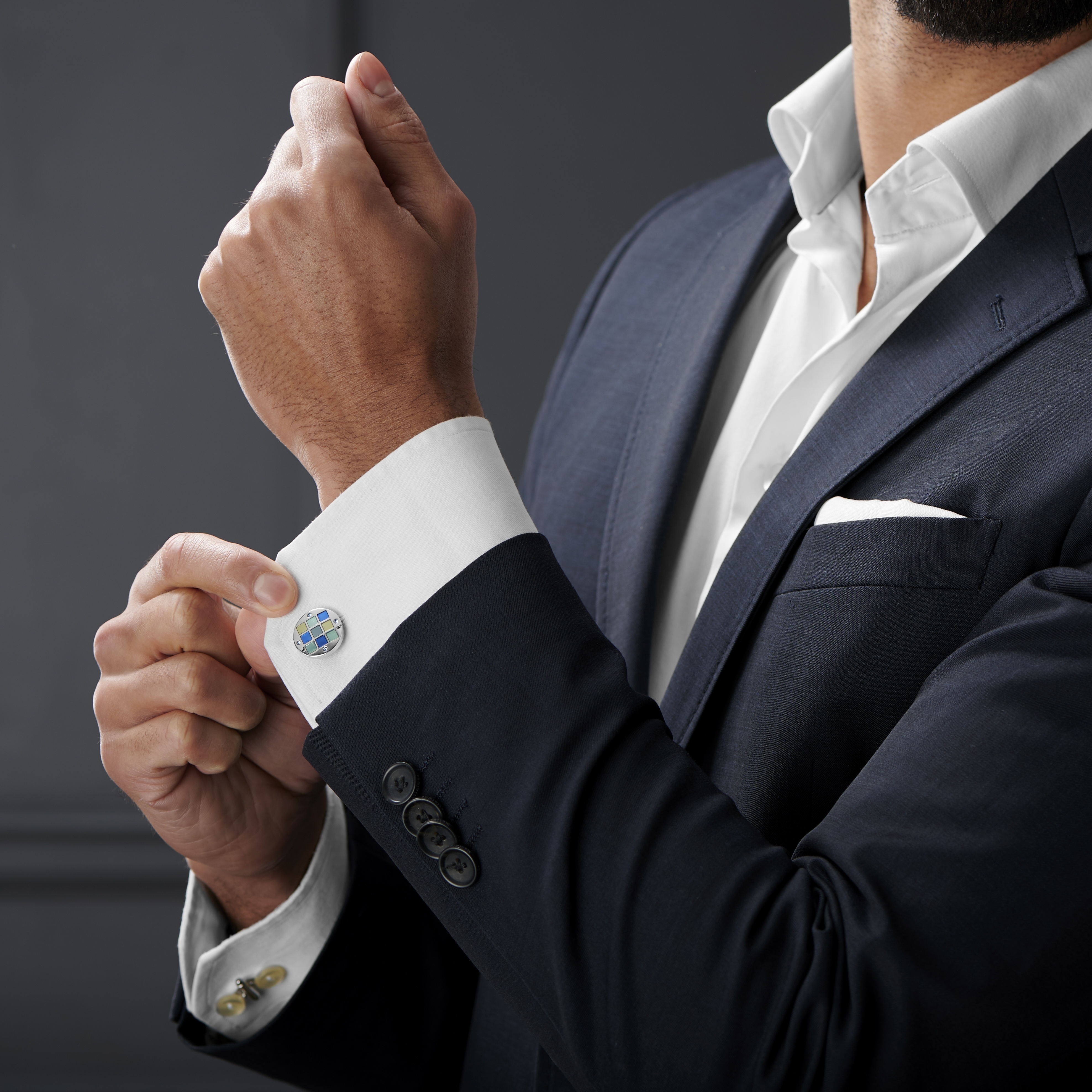 Aquablauwe vierkante manchetknopen - 4