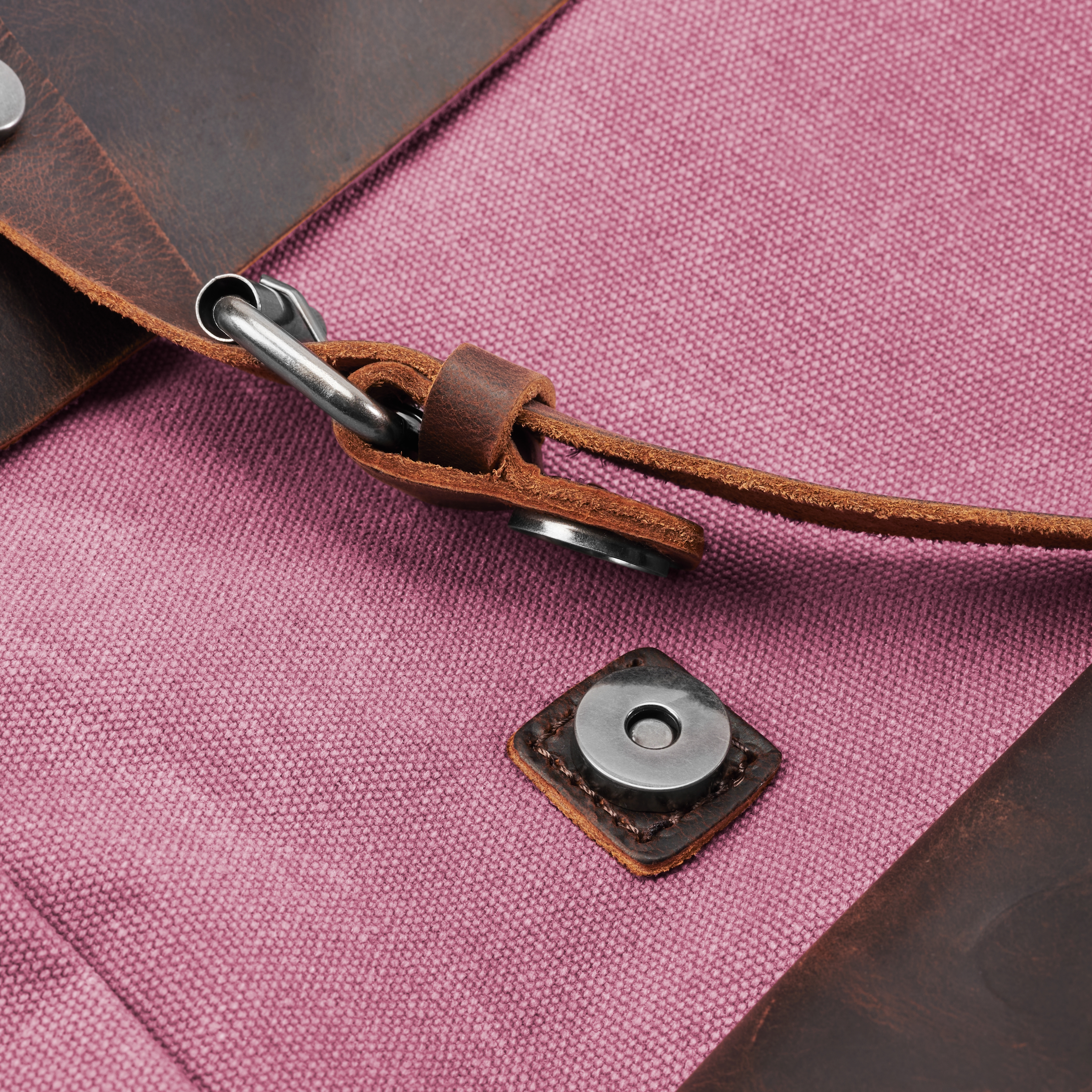 Vintage Style Lyserød Læder & Canvas Rygsæk - 13