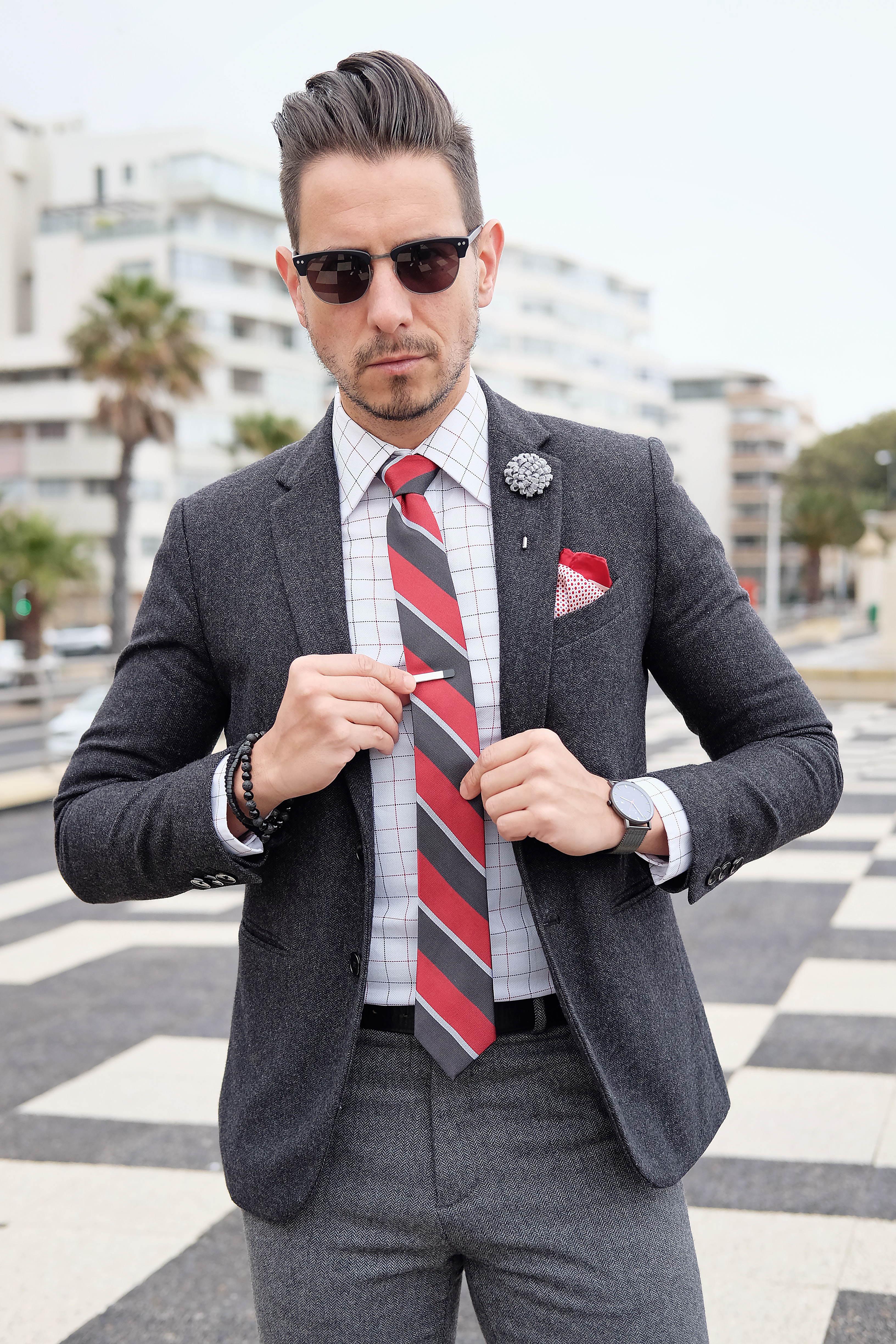 Red Polka Dots Silk Pocket Square - 5