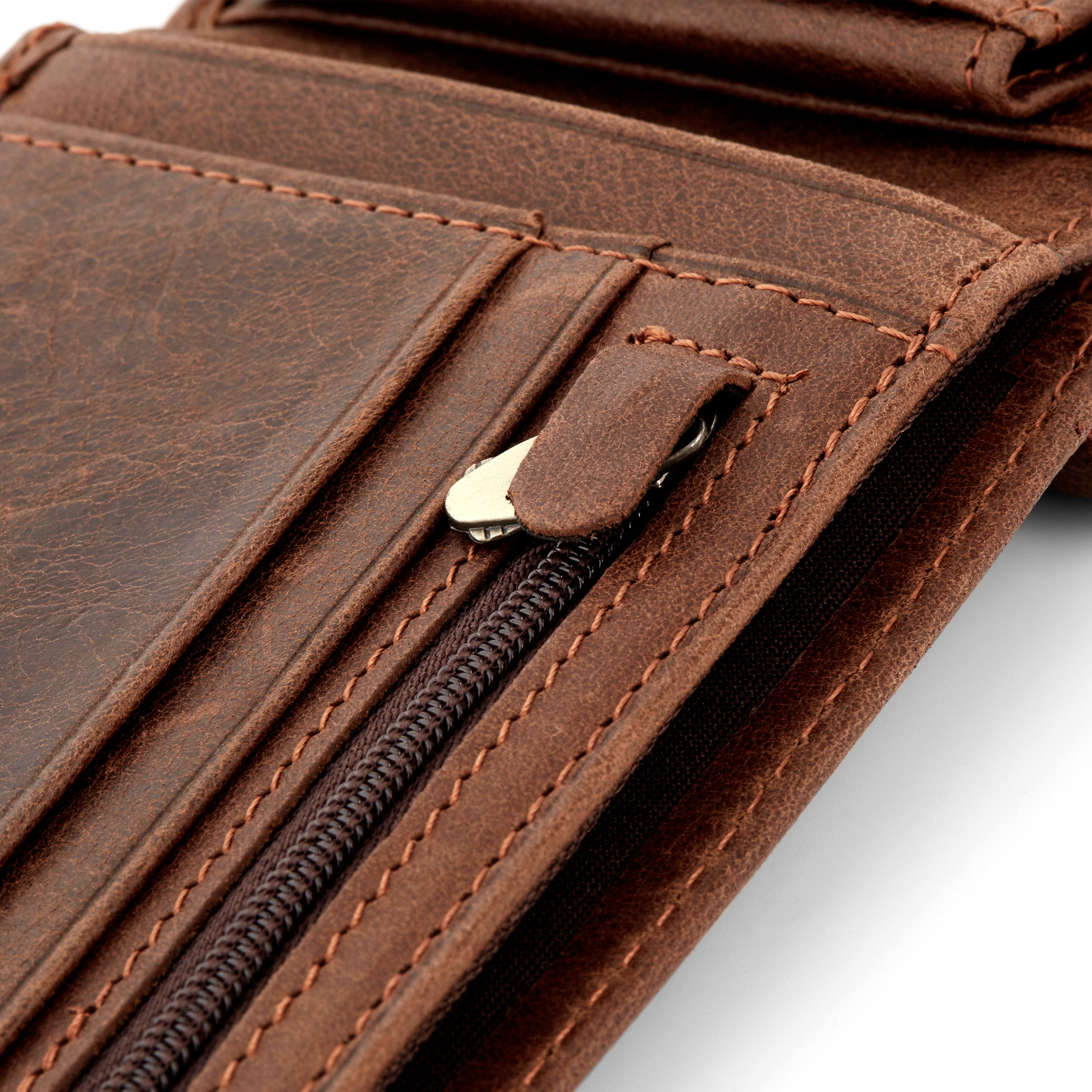 Falmet Brun Skinnlommebok - 6
