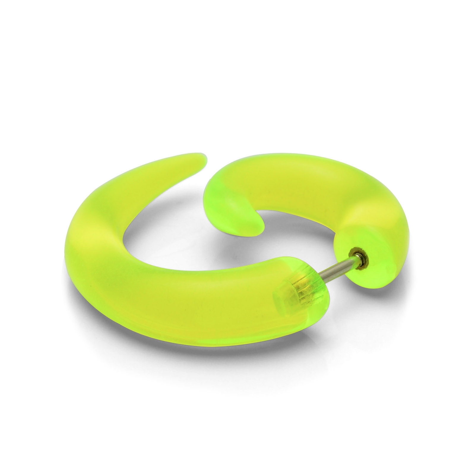 Satago | Неоновозелена обица спирала имитация на флеш от акрил и неръждаема стомана - 2