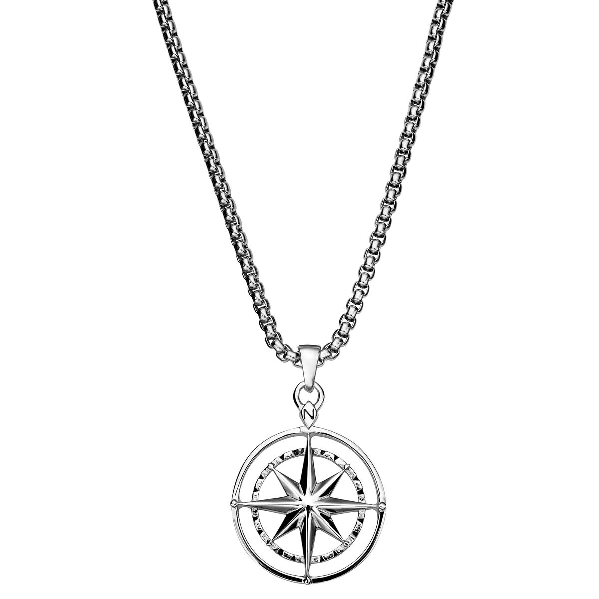 Atlas Silver-tone Steel North Star Pendant Necklace In stock! Arkai