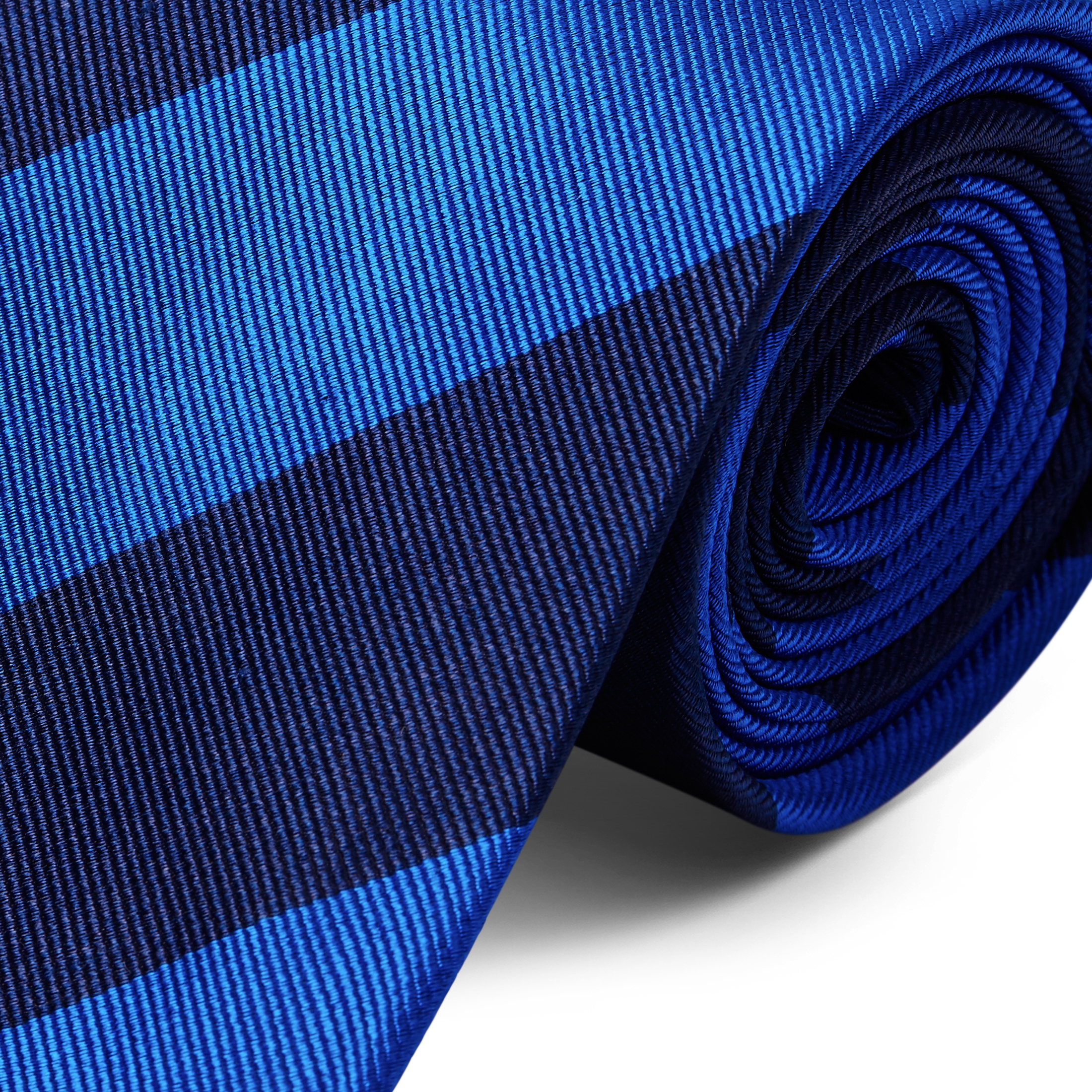 Cravate en soie bleu marine et bleu roi - 8 cm - 2