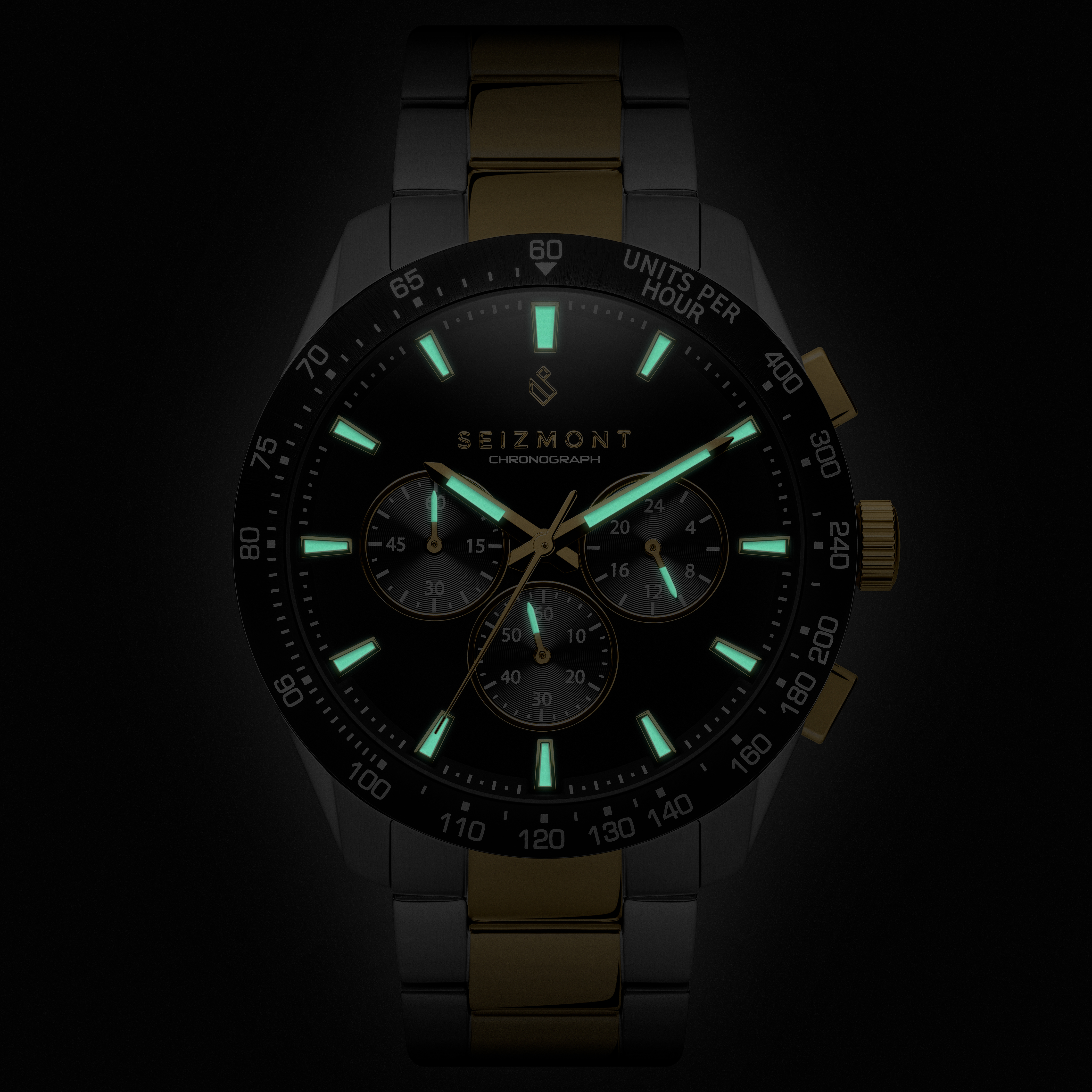 Lounet | Złocisto-srebrzysty zegarek ze stali nierdzewnej z chronografem - 5