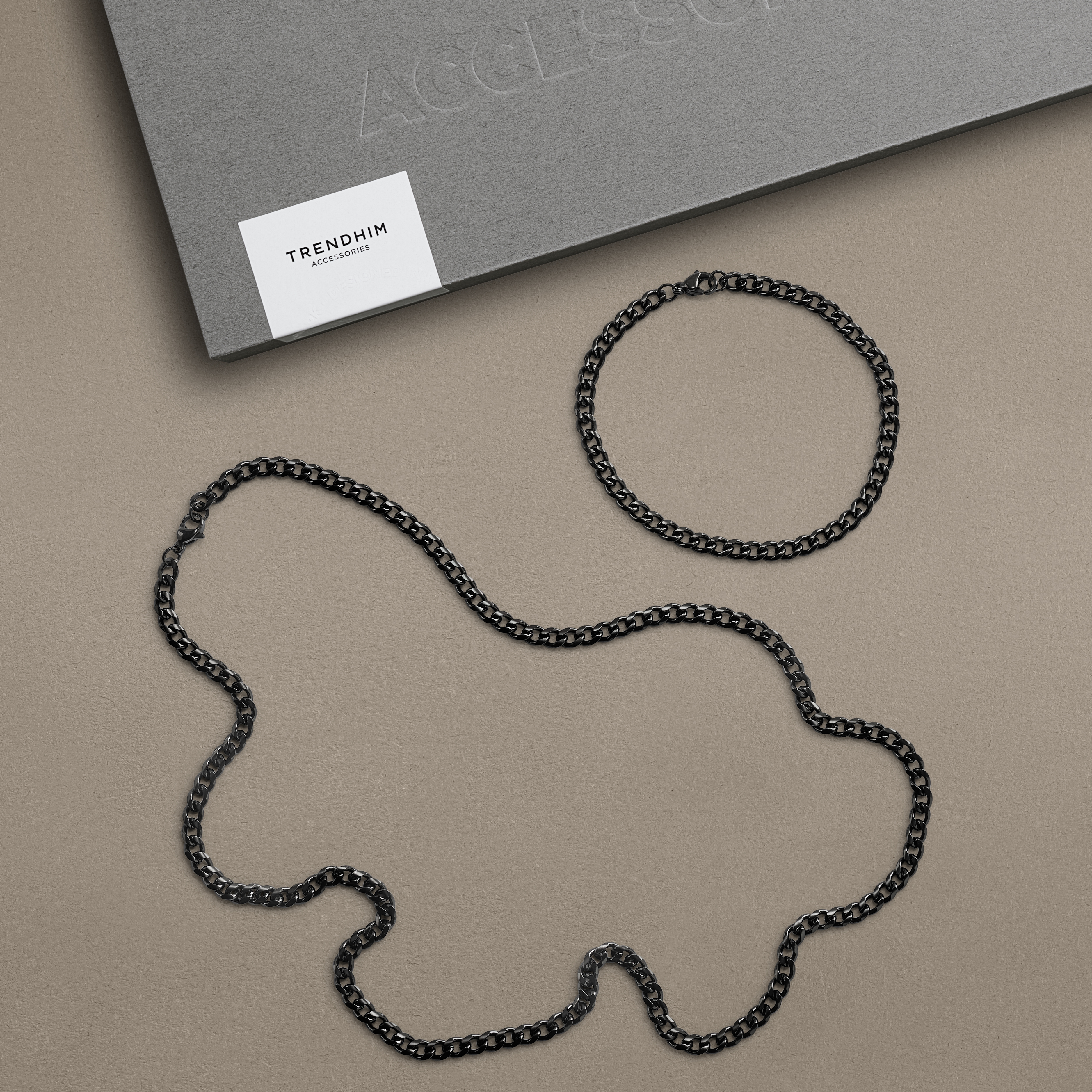 Coffret cadeau – Bracelet S avec chaîne 50 cm noire de 4 mm - 2