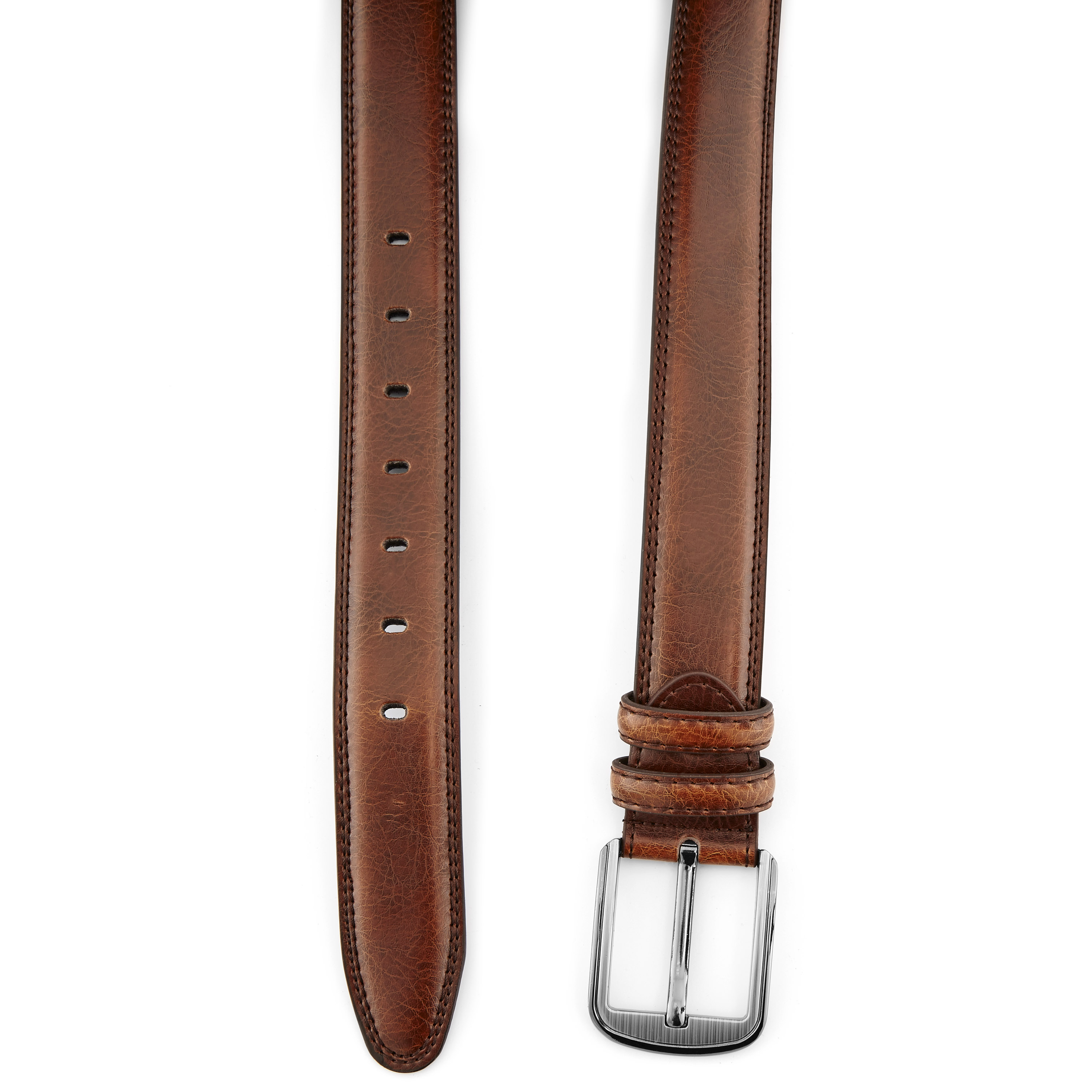Cinturón de piel marrón rojizo para vestir - 2