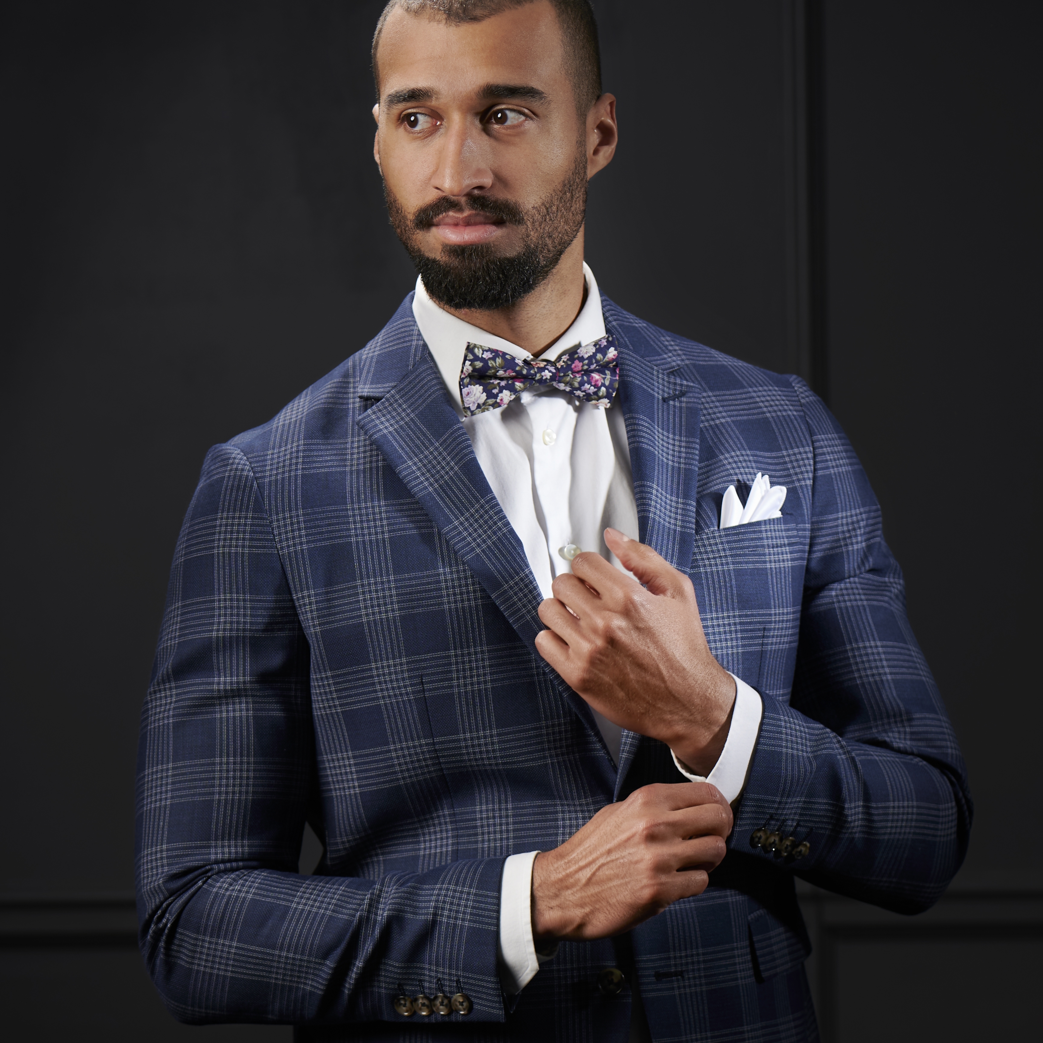 Dunkelblaue Florale Fliege - 4